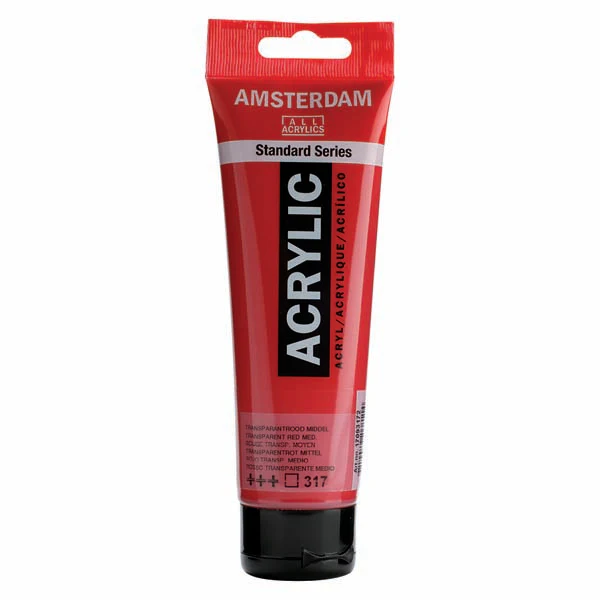 Amsterdam Acrylic Paint, 120ml - 317 - Transp.Red Med