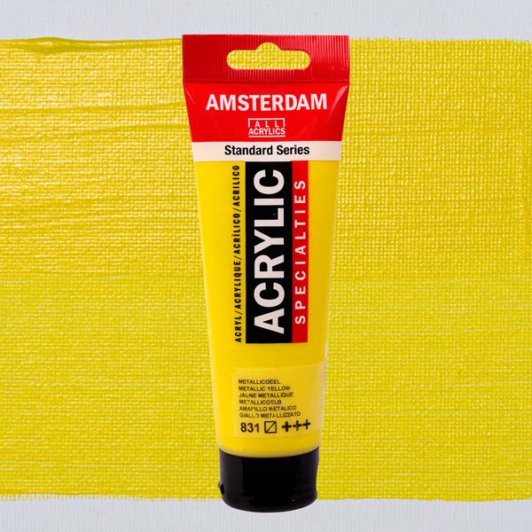 Amsterdam Acrylic Paint, 120ml - 831 - Metallic Yellow - Image 3