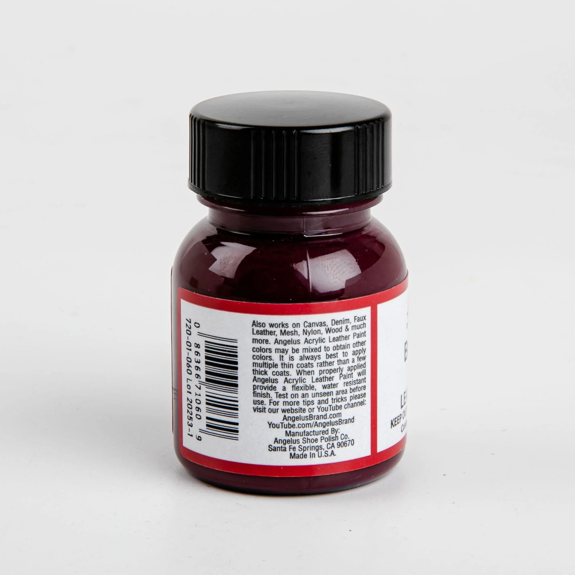 Angelus Acrylic Paint Burgundy #060 29Ml Use On Leather, Vinyl Or Fabric - Image 2