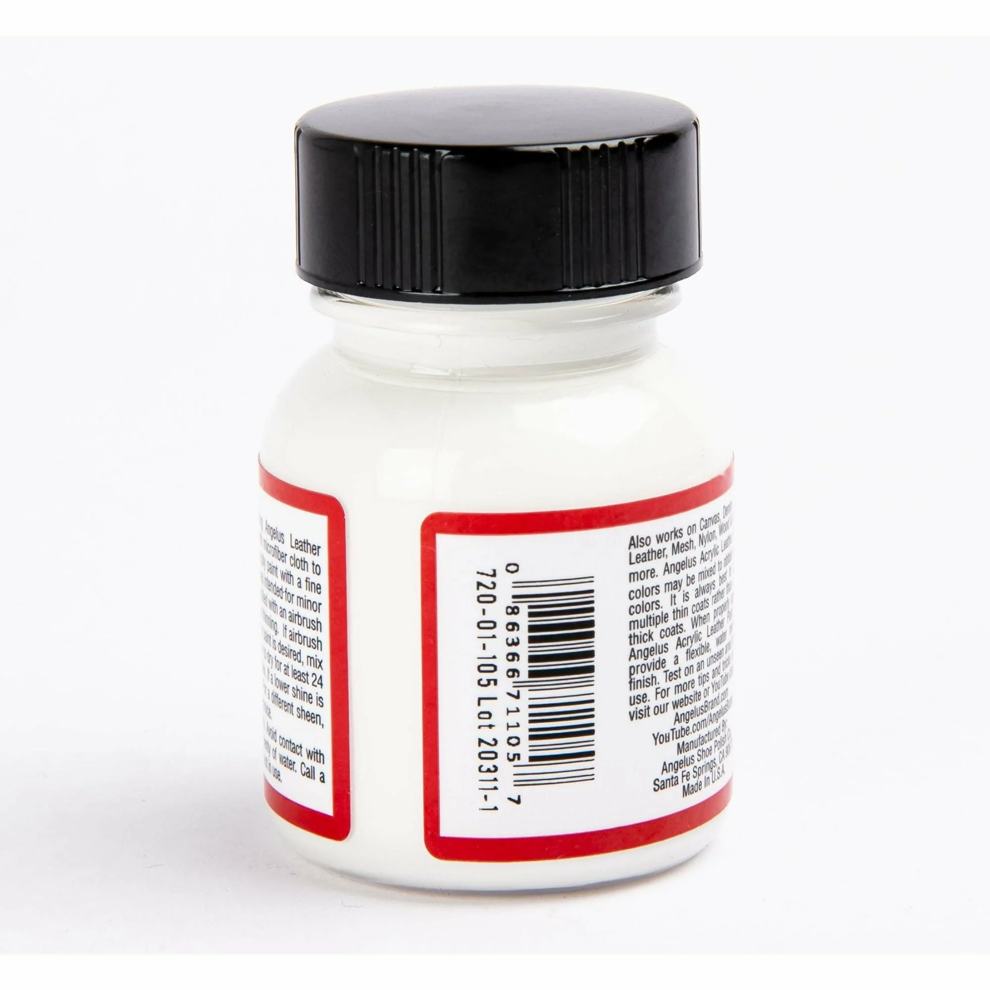 Angelus Acrylic Paint Flat White #105 29Ml Use On Leather, Vinyl Or Fabric - Image 2
