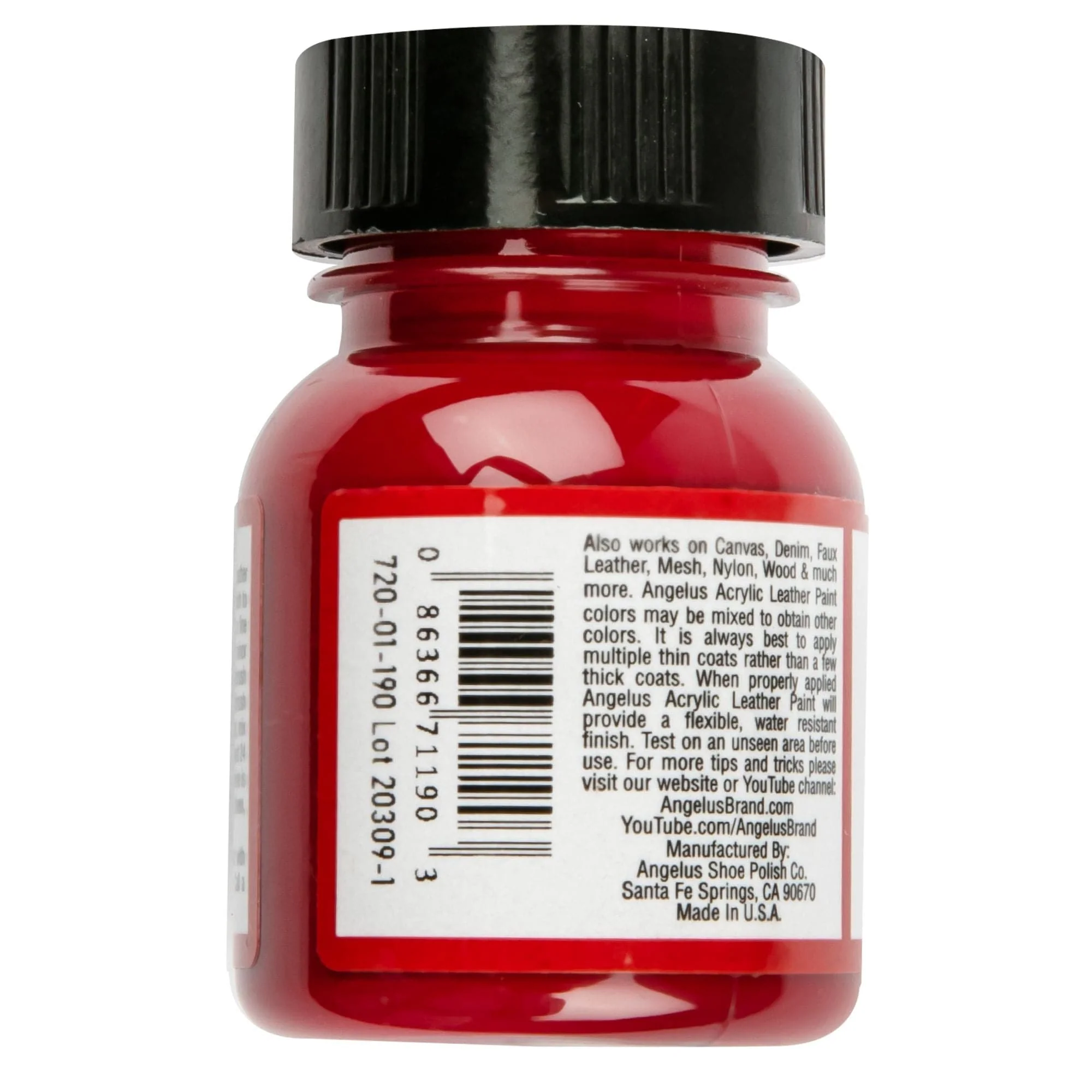 Angelus Acrylic Paint Scarlet #190 29Ml Use On Leather, Vinyl Or Fabric - Image 2