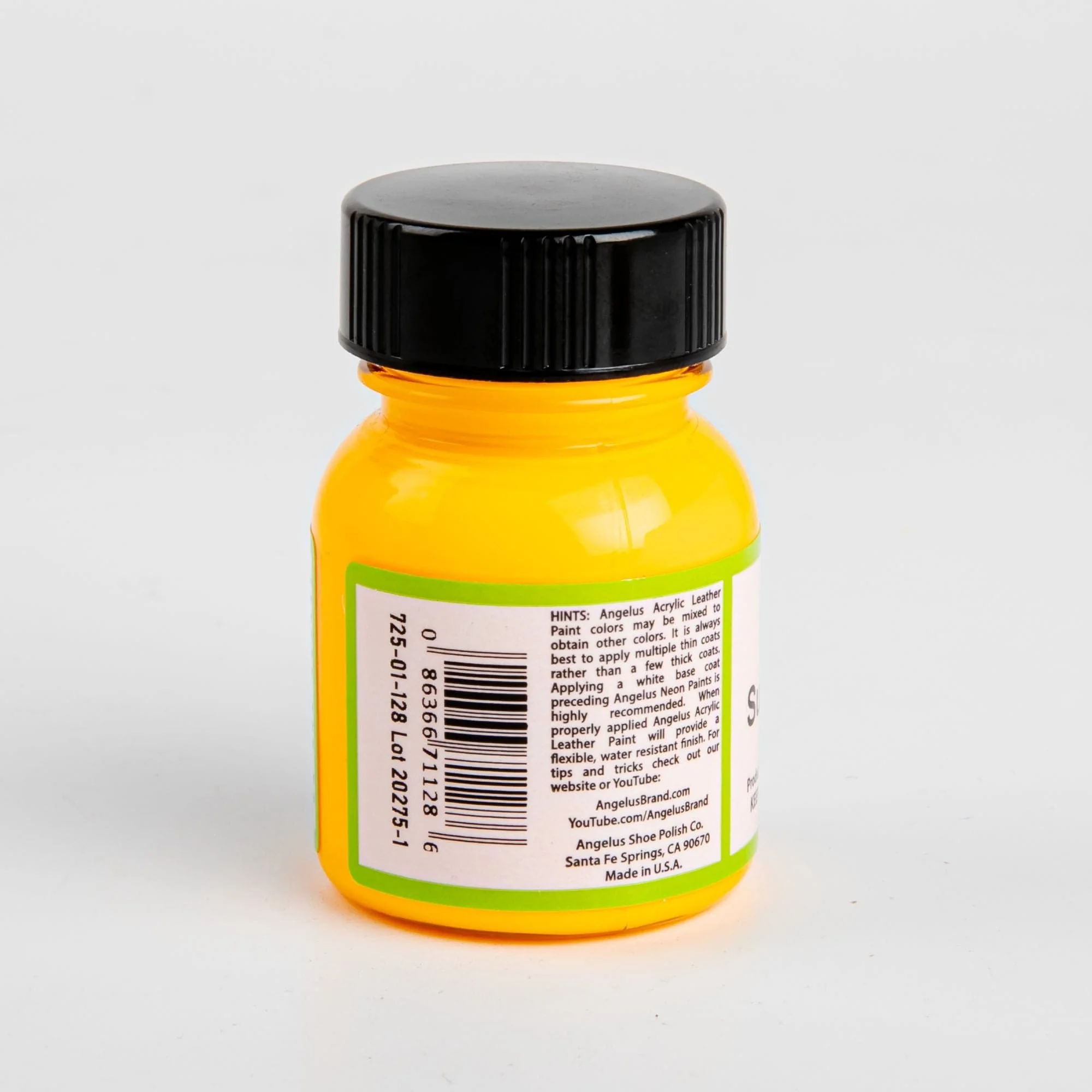 Angelus Neon Acrylic Paint Sunset Yellow 29Ml Use On Leather, Vinyl Or Fabric - Image 2