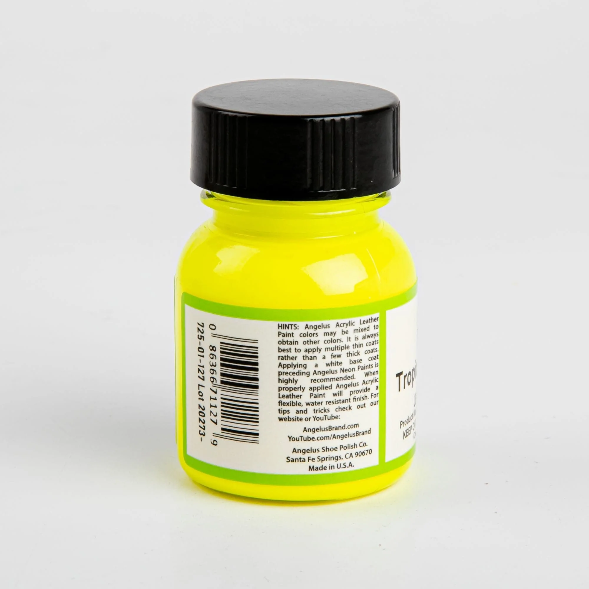 Angelus Neon Acrylic Paint Tropic Sun Yellow 29Ml Use On Leather, Vinyl Or Fabric - Image 2