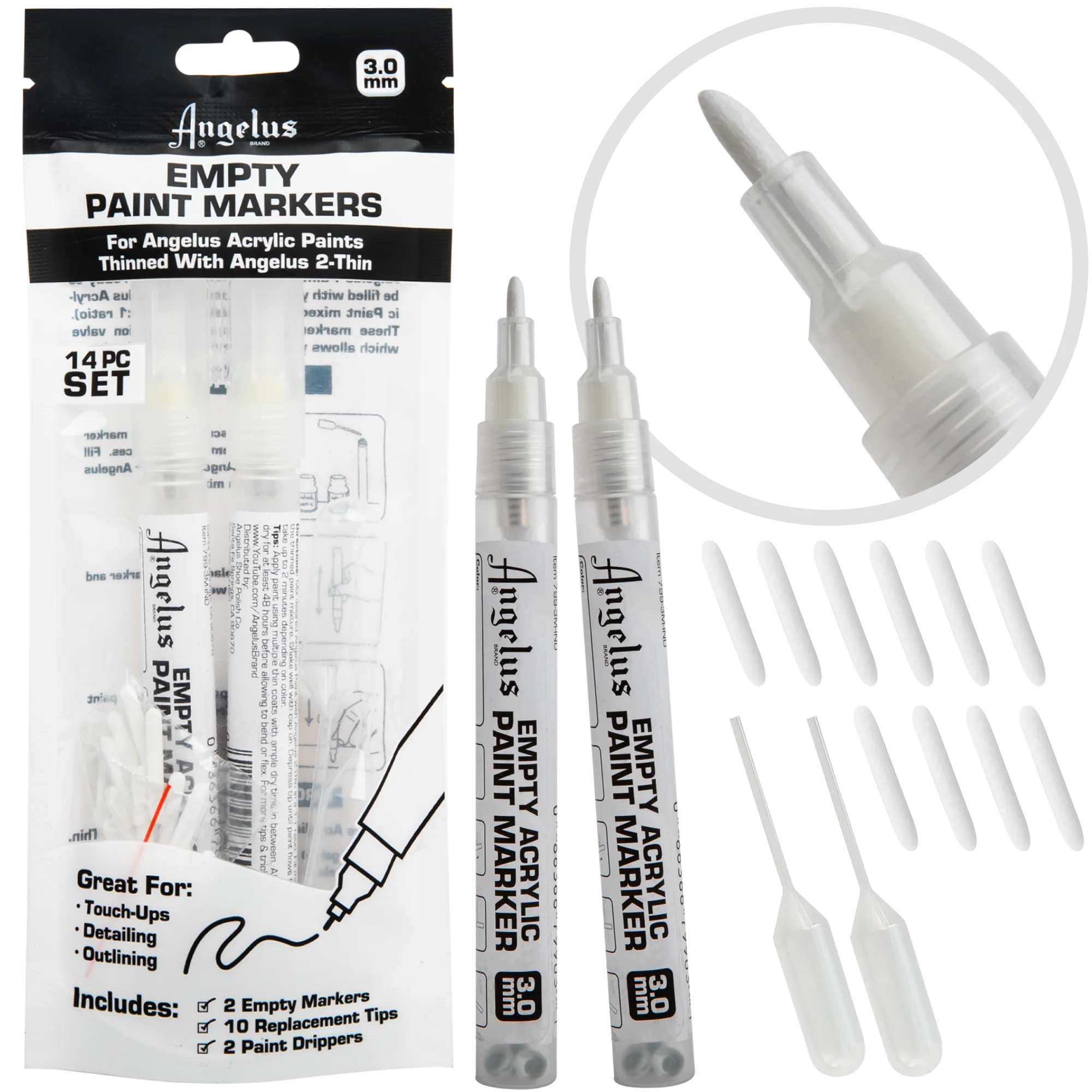 Angelus Empty Acrylic Paint Marker Set 3.0mm