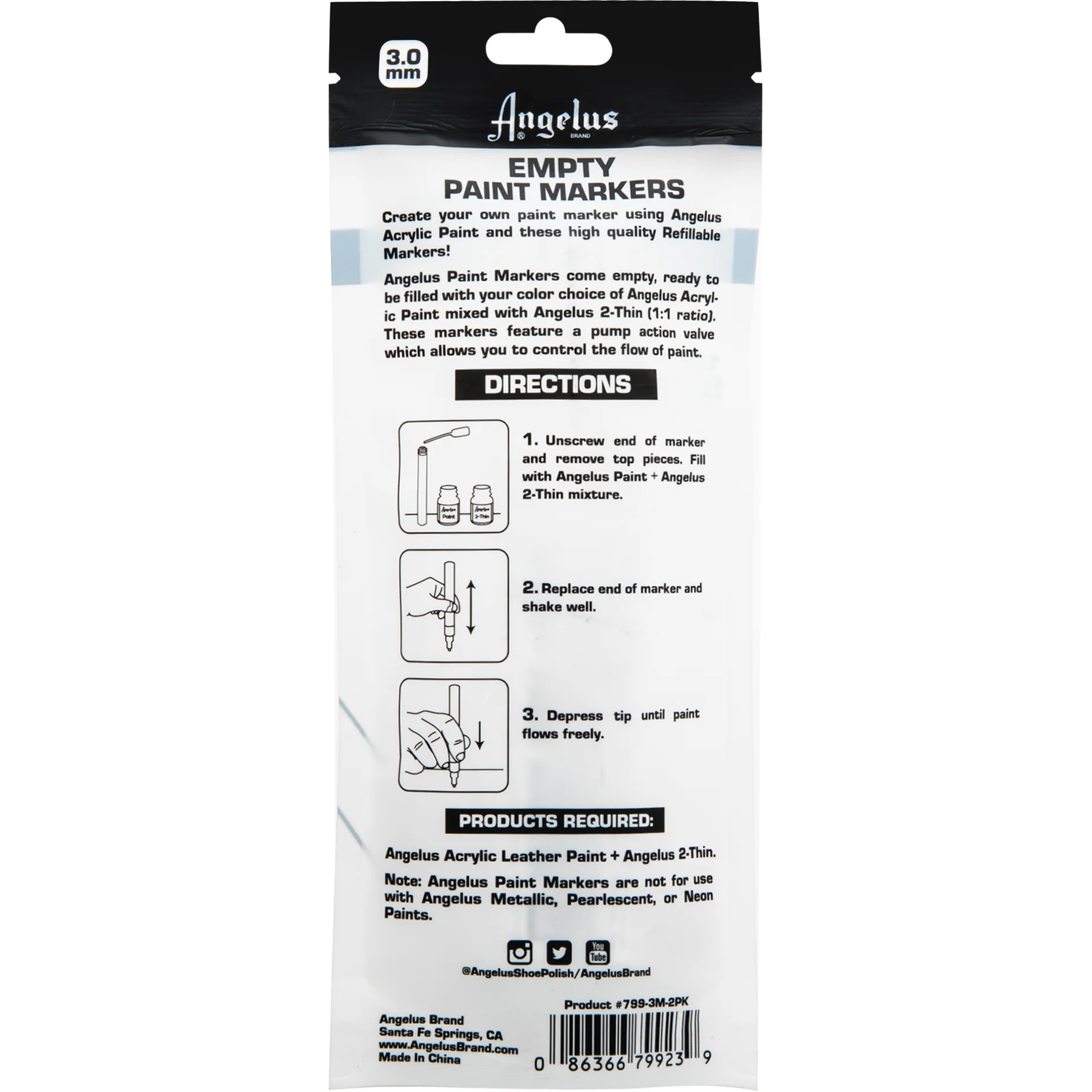Angelus Empty Acrylic Paint Marker Set 3.0mm - Image 7
