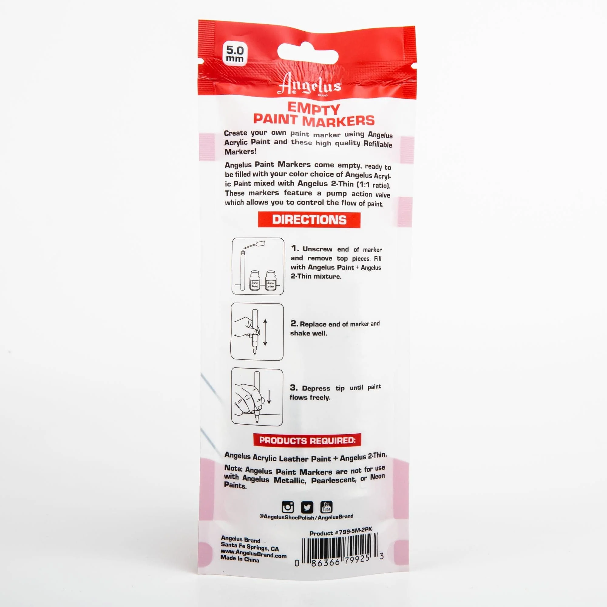 Angelus Empty Acrylic Paint Marker Set 5.0mm - Image 5