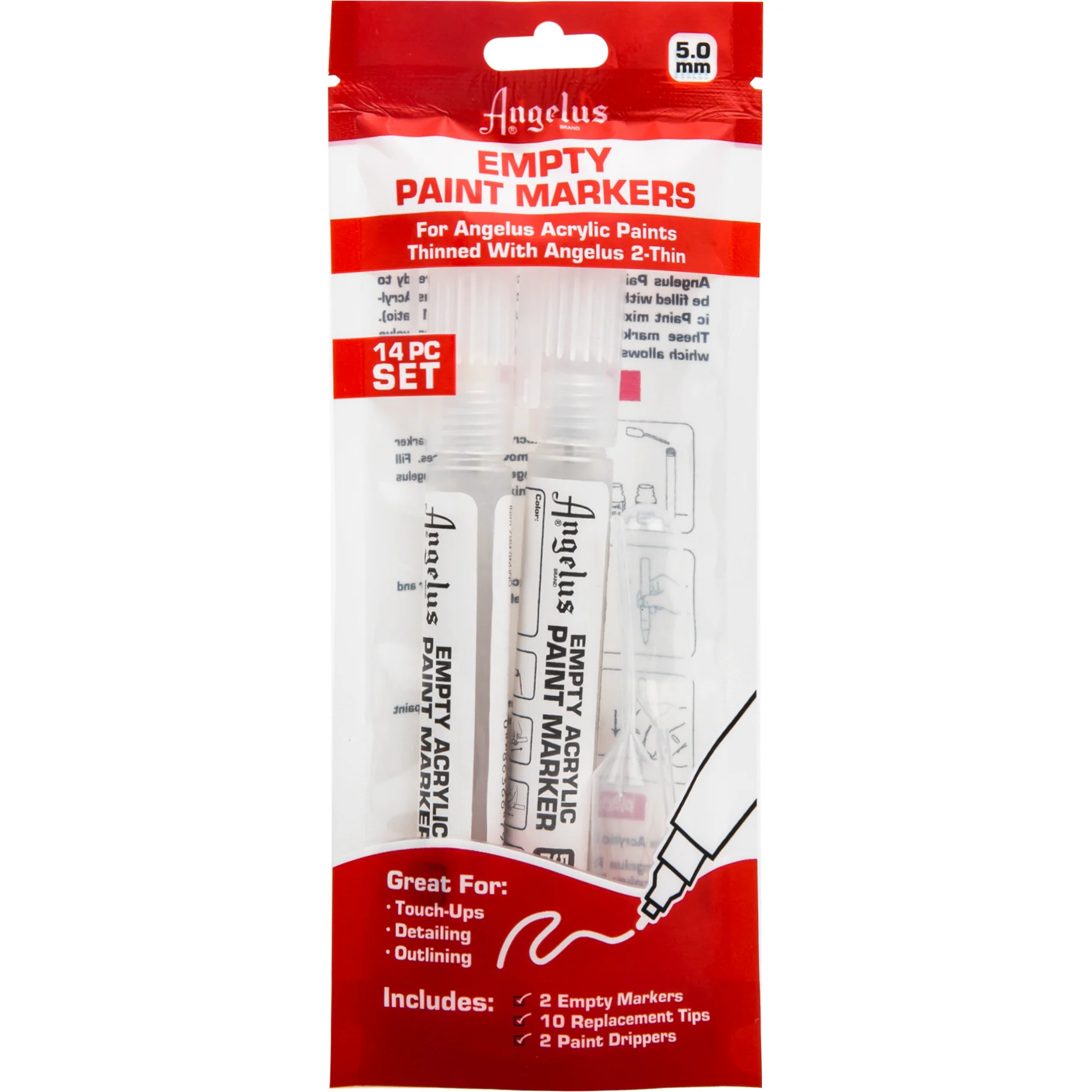 Angelus Empty Acrylic Paint Marker Set 5.0mm - Image 6