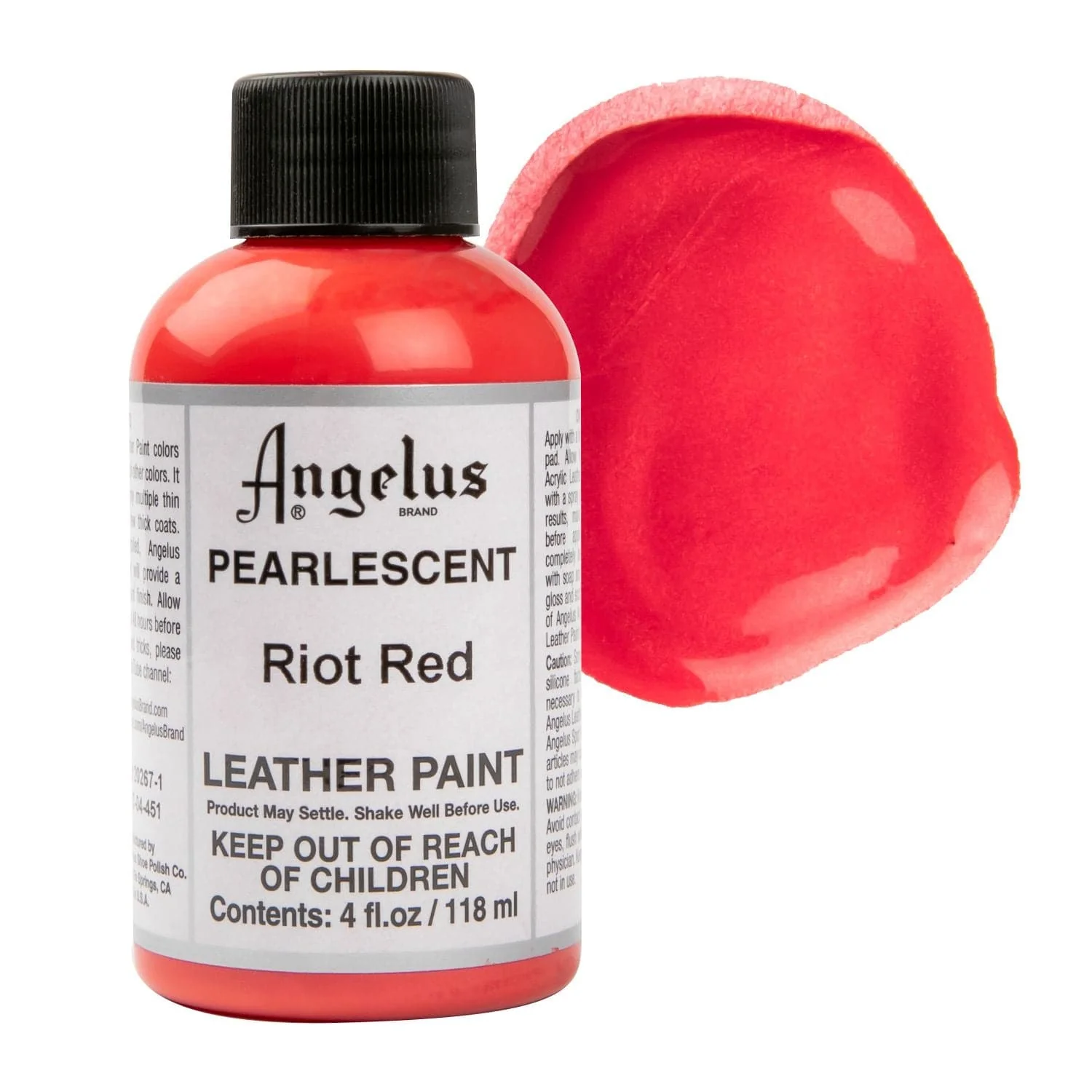 Angelus Pearlescent Acrylic Paint Riot Red #451 118ml Use On Leather, Vinyl Or Fabric - Image 2