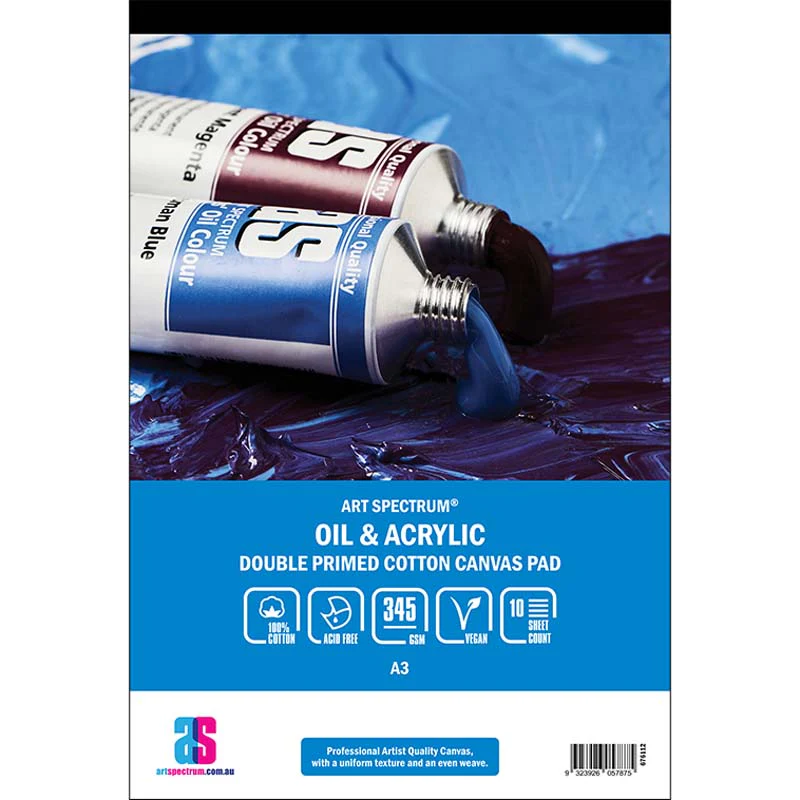 Art Spectrum Double Primed Cotton Canvas Pad, A3 345gsm 10 SHEETS