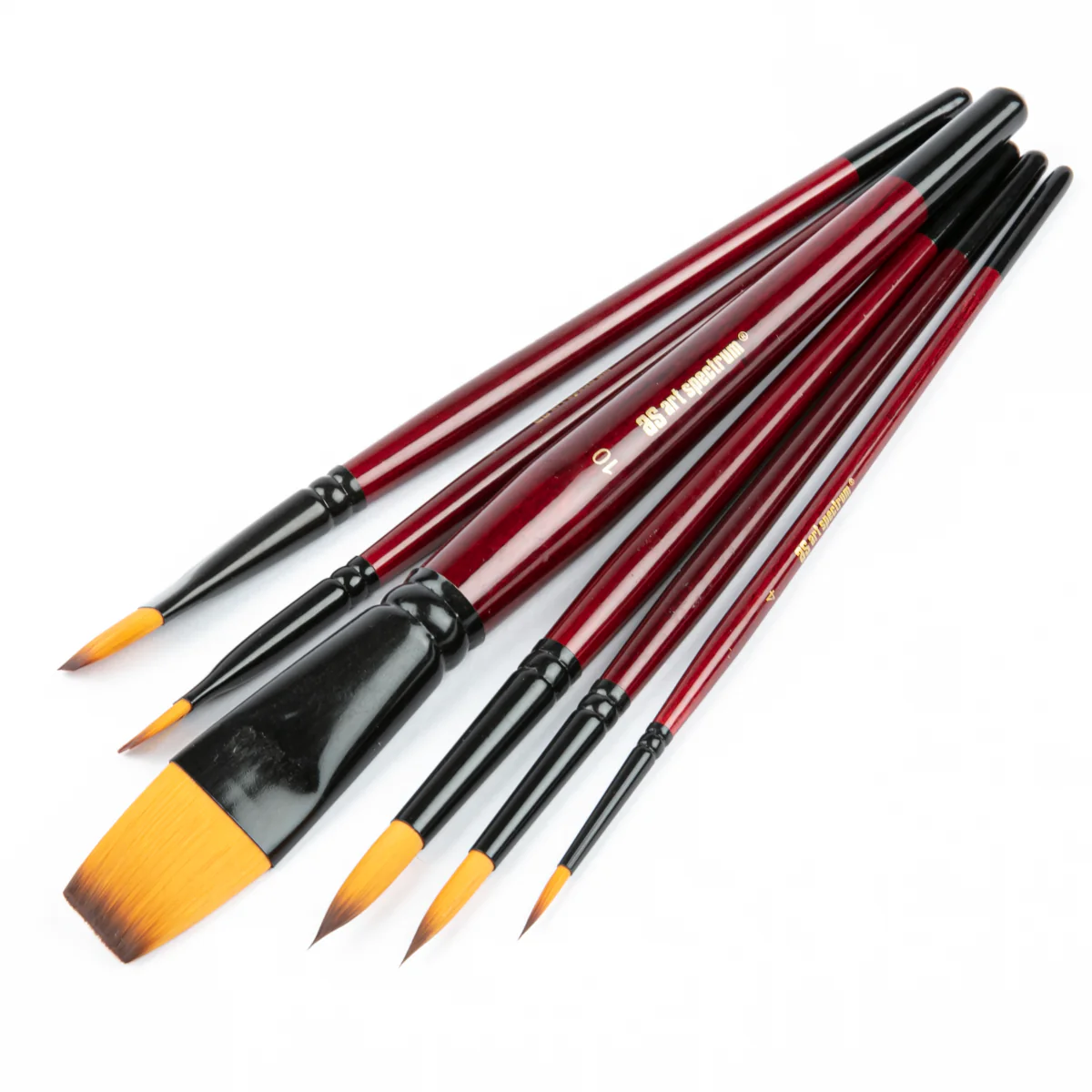 Art Spectrum Studio Series Golden Synthetic Short Handle Brush #2 - Hangcell Set Of 6 Brushes: Round 4, 8, 10 & Flat 4, 6 & 10 - Image 3