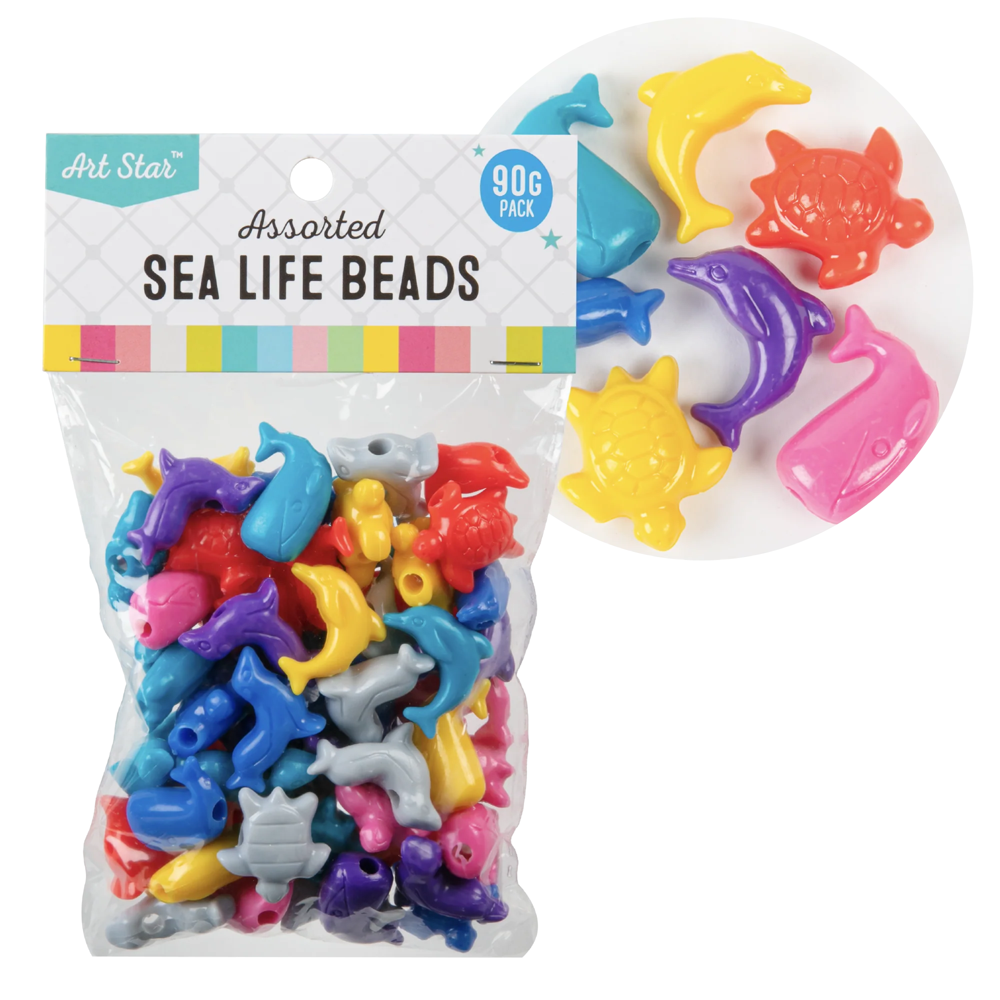Art Star Assorted Colour and Design Sea Life Beads 90g Pack