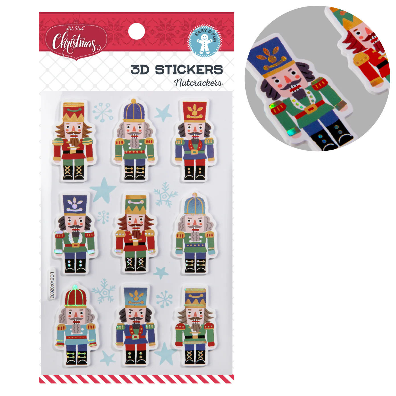 Art Star Christmas 3D Stickers Nutcrackers 100 x190mm 9 Stickers