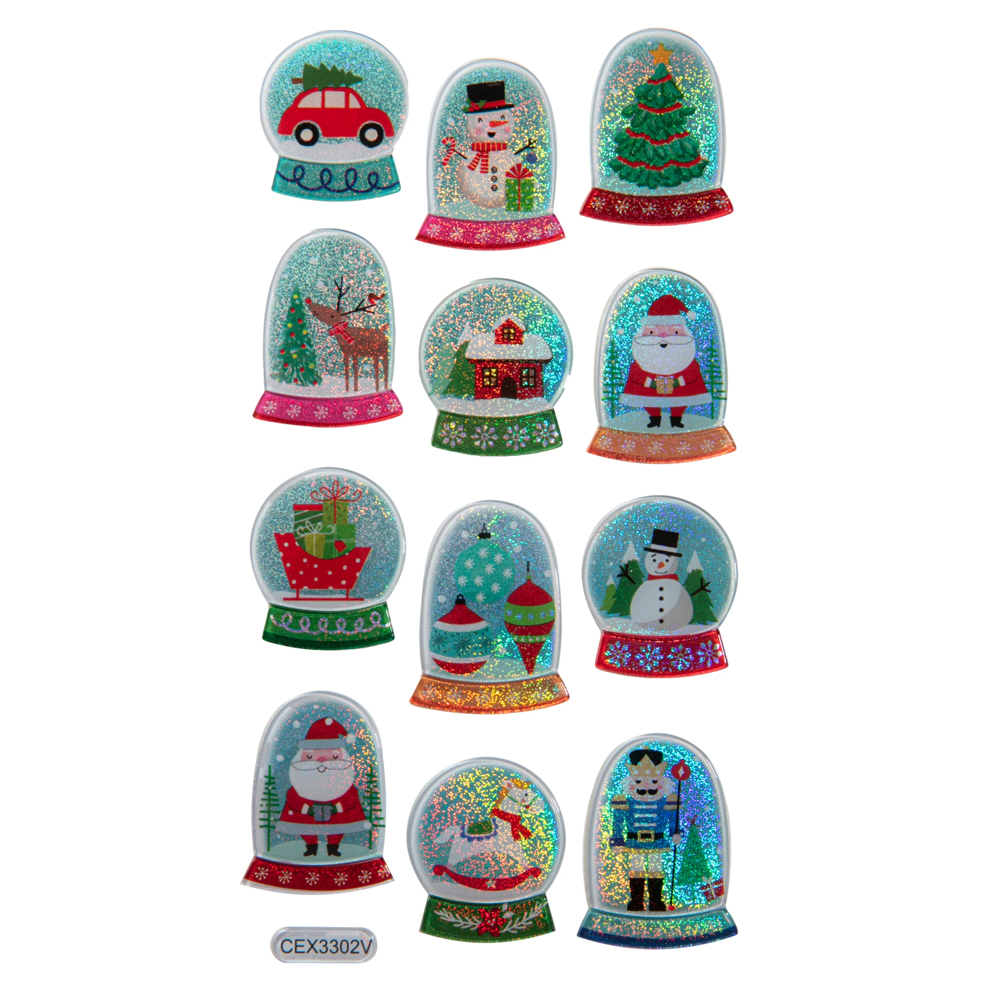 Art Star Christmas 3D Stickers Glitter Snow Globe 95x214mm - 12 stickers - Image 2