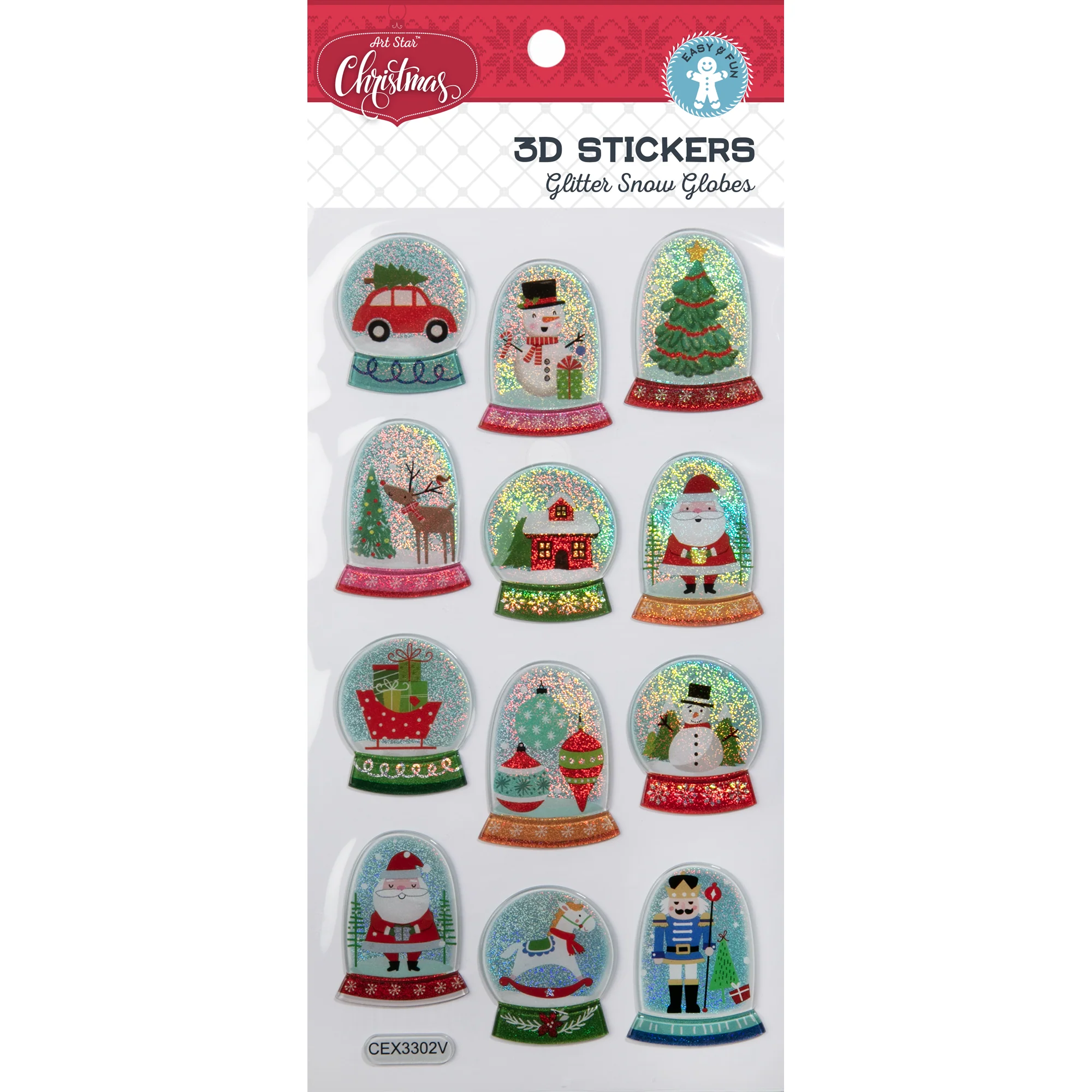 Art Star Christmas 3D Stickers Glitter Snow Globe 95x214mm - 12 stickers - Image 3