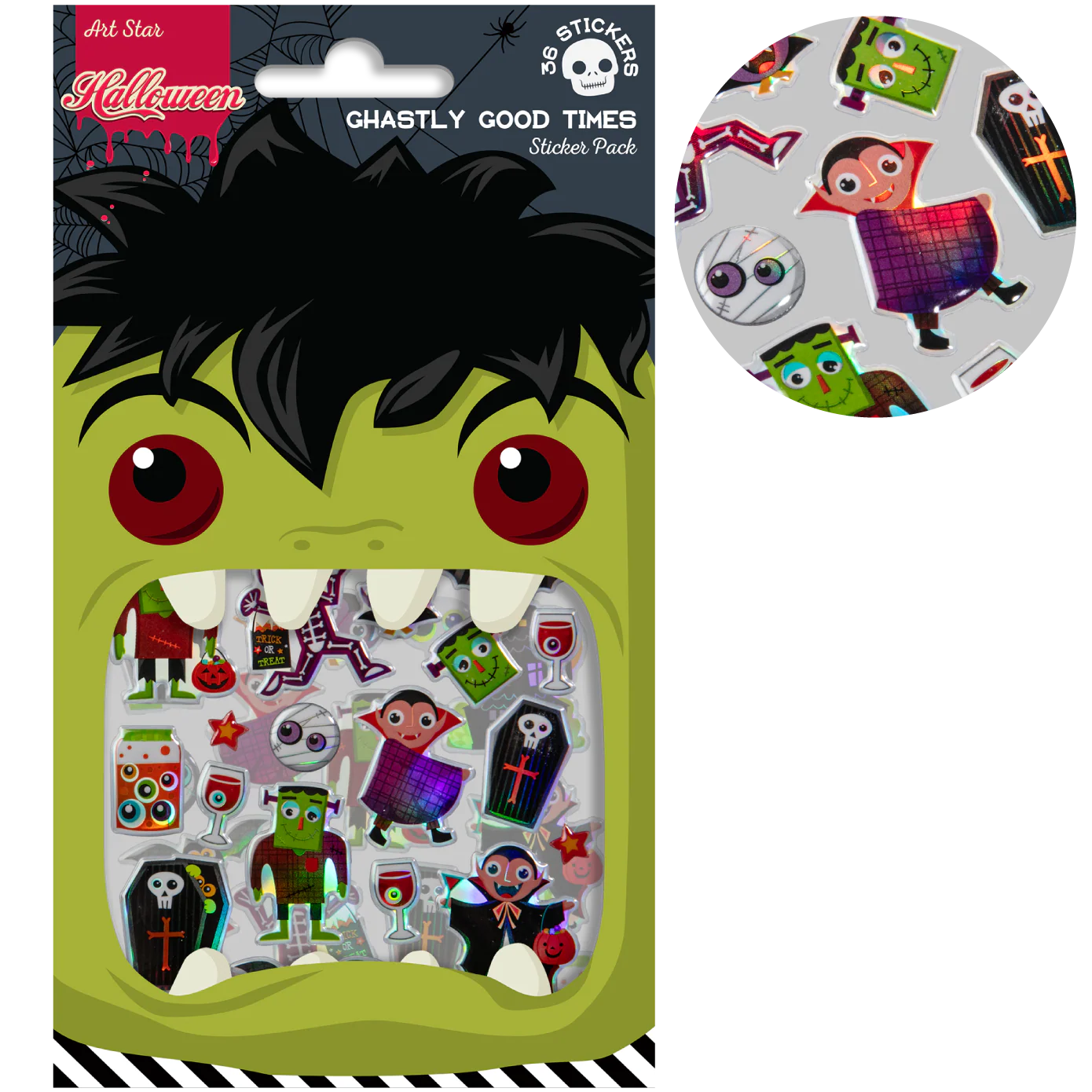 Art Star Halloween Ghastly Good Times Sticker Pack 180 x 105mm Contains 36 Stickers