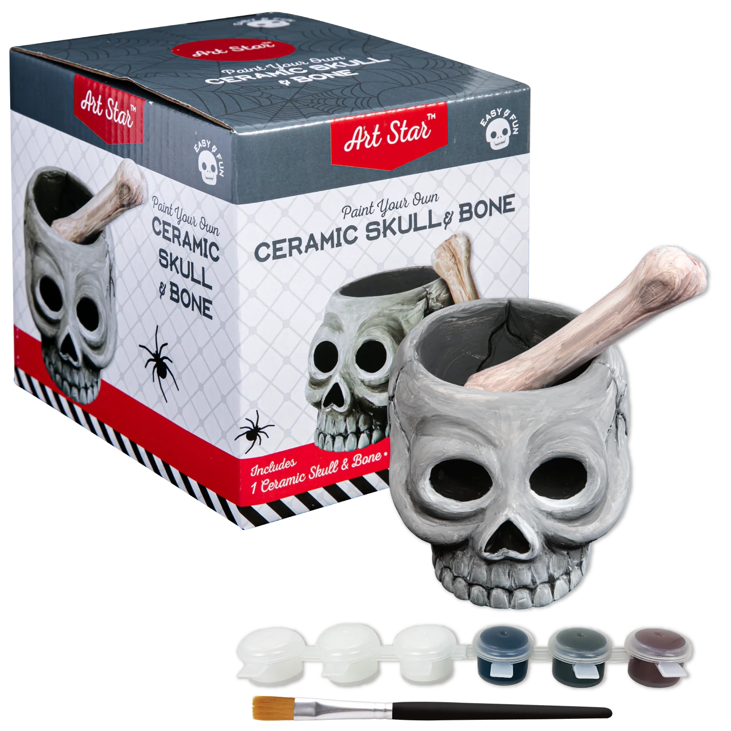 Art Star Halloween Paint Your Own Ceramic Skull and Bone Cruicible (11.1 x 13.5 x 9.2cm)