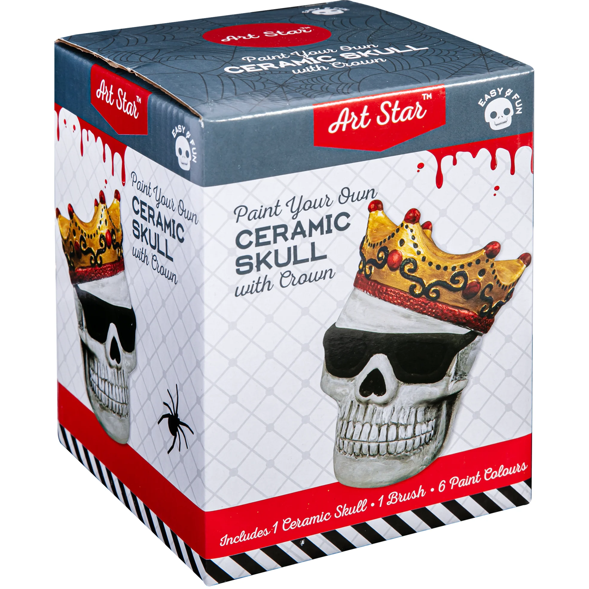Art Star Halloween Paint Your Own Ceramic Skull with Crown Decoration (15.2 x 11.2 x 12.1cm) - Image 4