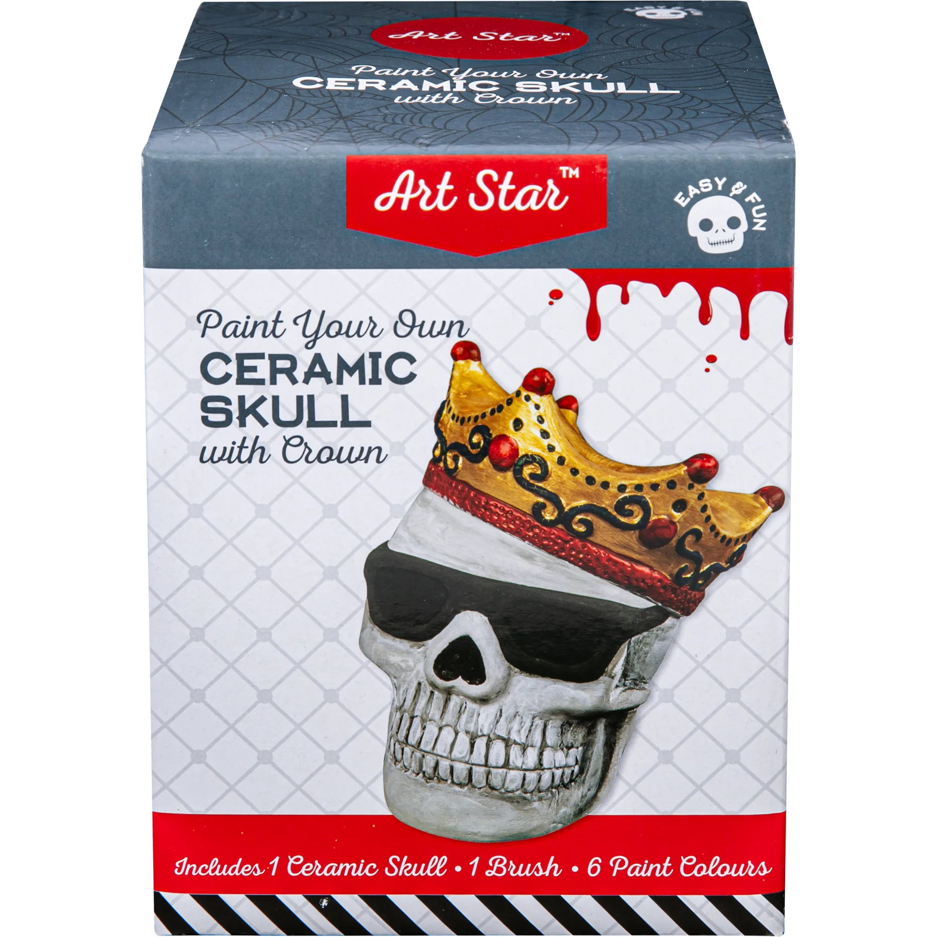 Art Star Halloween Paint Your Own Ceramic Skull with Crown Decoration (15.2 x 11.2 x 12.1cm) - Image 5