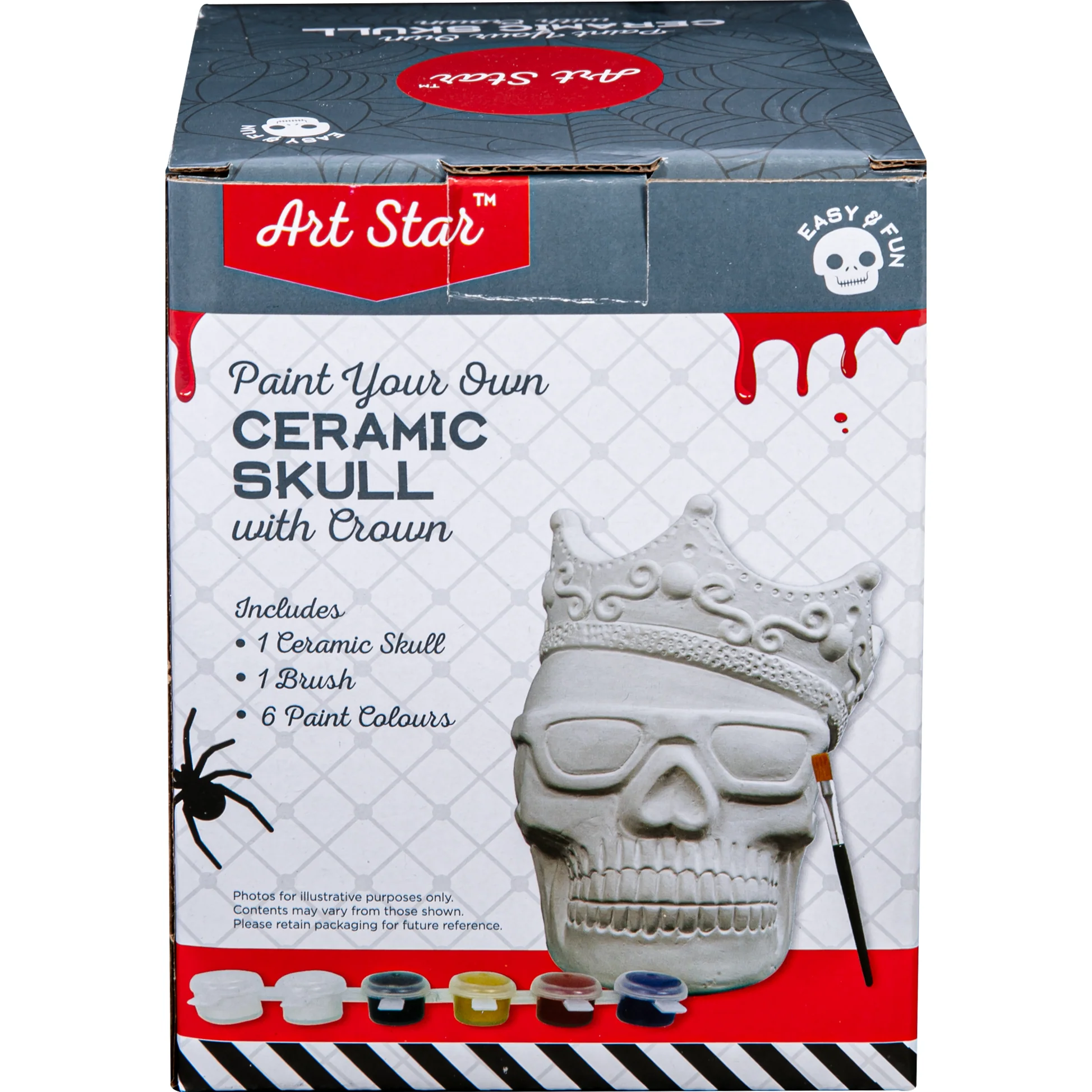 Art Star Halloween Paint Your Own Ceramic Skull with Crown Decoration (15.2 x 11.2 x 12.1cm) - Image 6