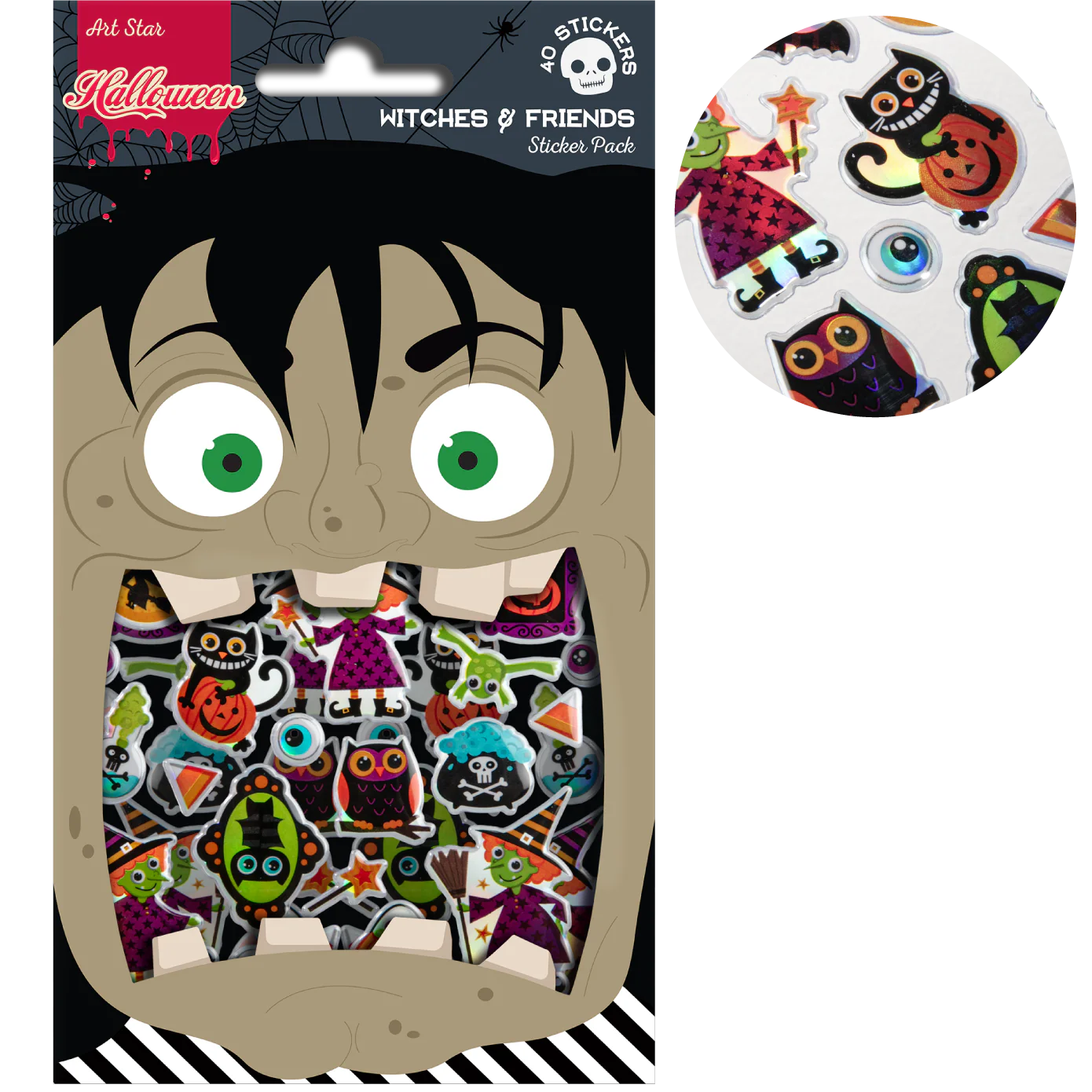 Art Star Halloween Witches and Friends Sticker Pack 180 x 105mm Contains 40 Stickers
