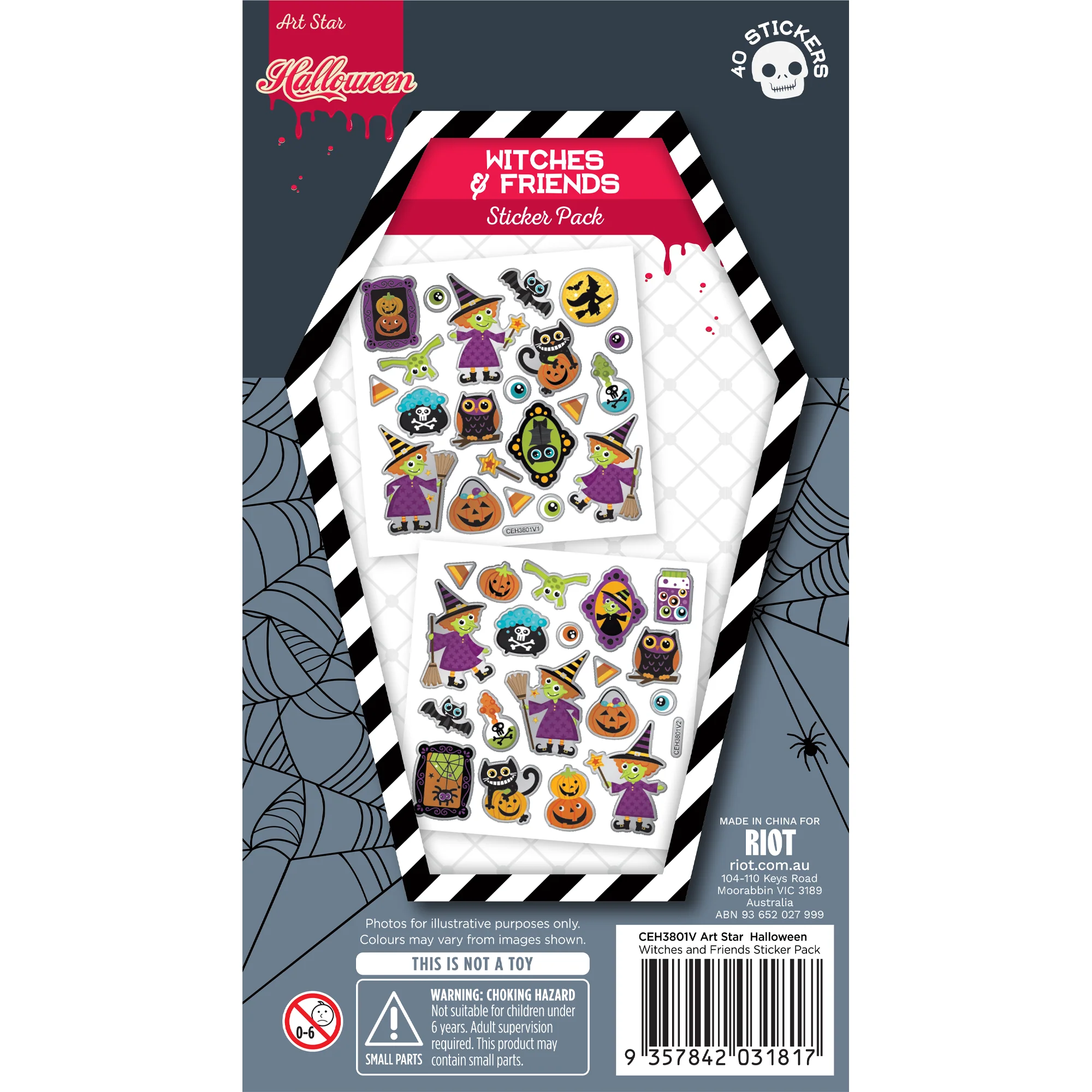 Art Star Halloween Witches and Friends Sticker Pack 180 x 105mm Contains 40 Stickers - Image 4