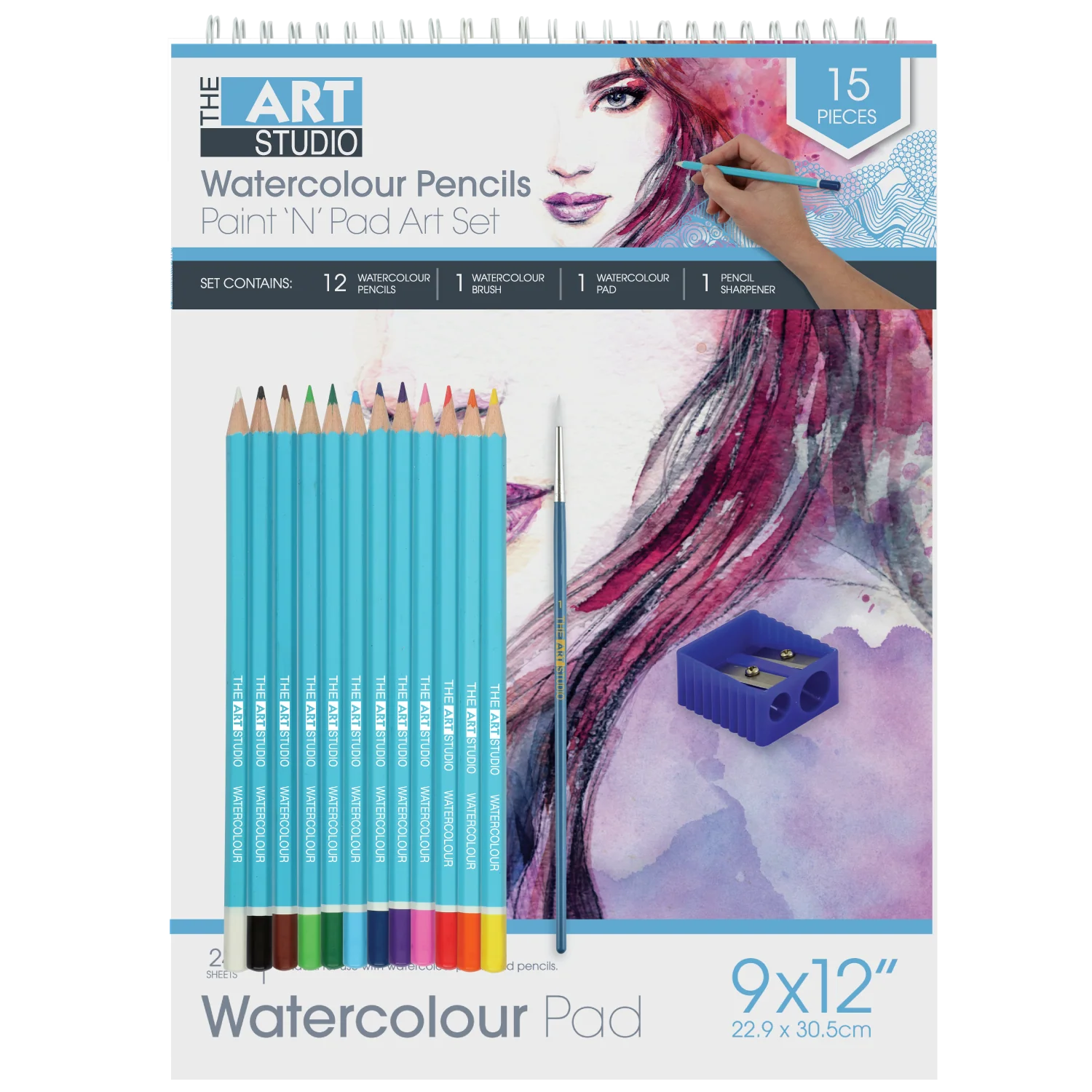 The Art Studio Beginners Series Watercolour Pencil & Brush Set - Image 2