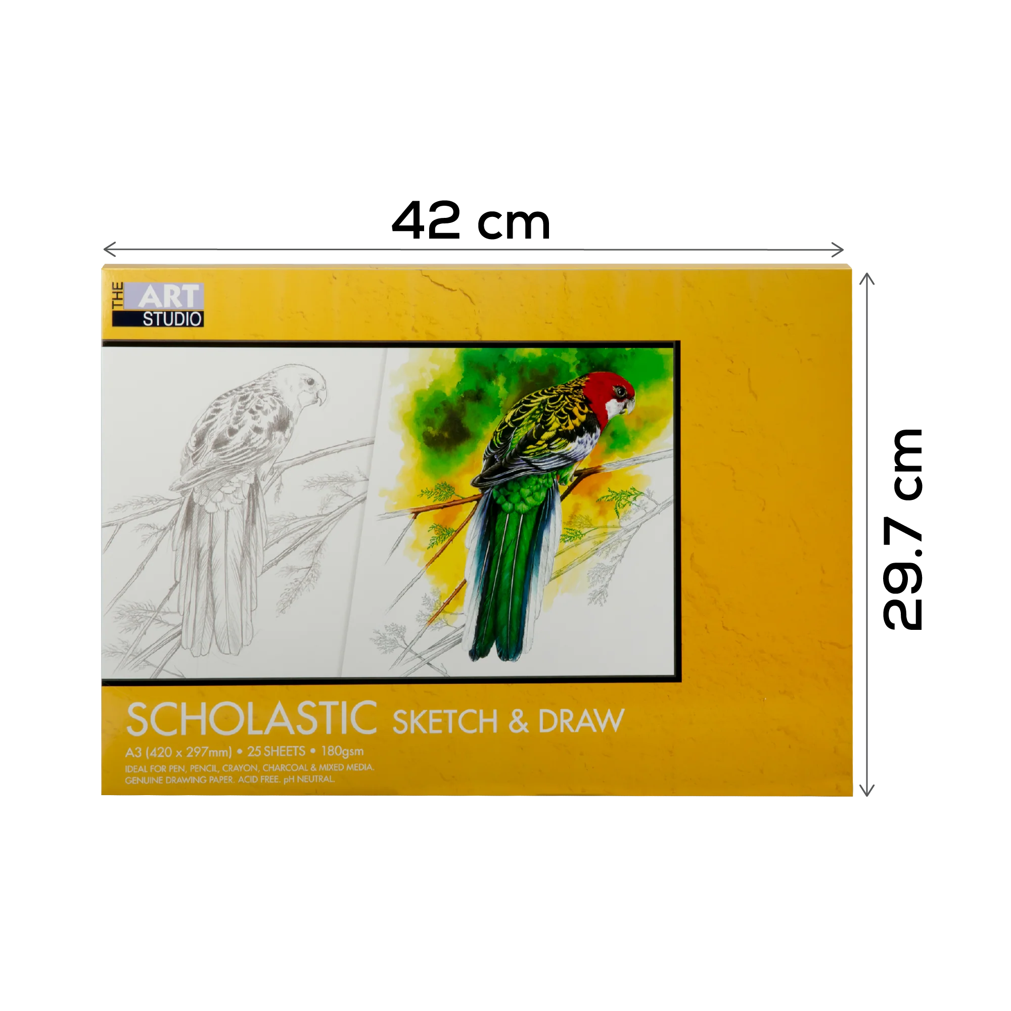 The Art Studio Drawing Block Pad 185gsm A3 25 Sheets - Image 6