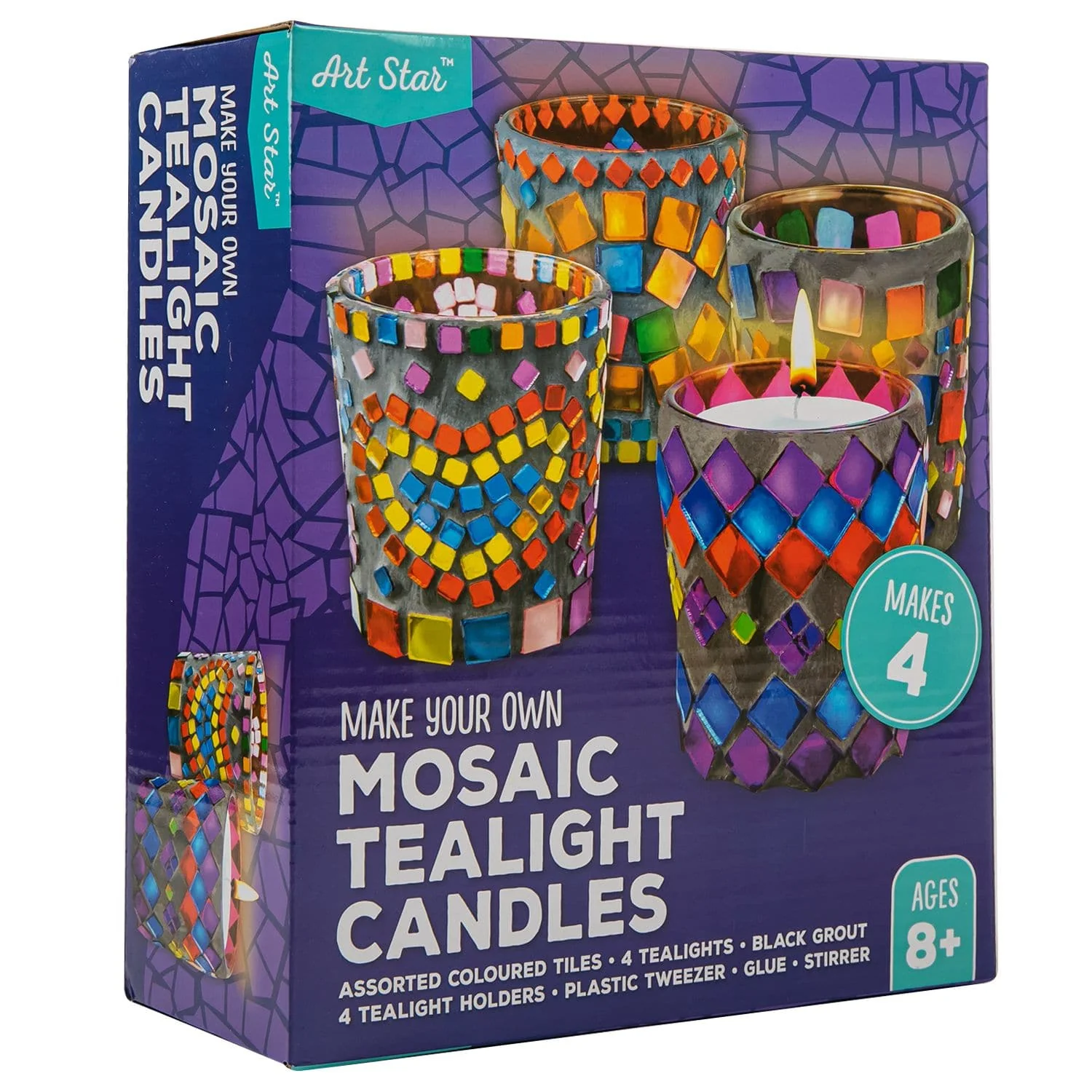 Art Star Make Your Own Mosaic Tealight Candles Makes 4 - Image 3