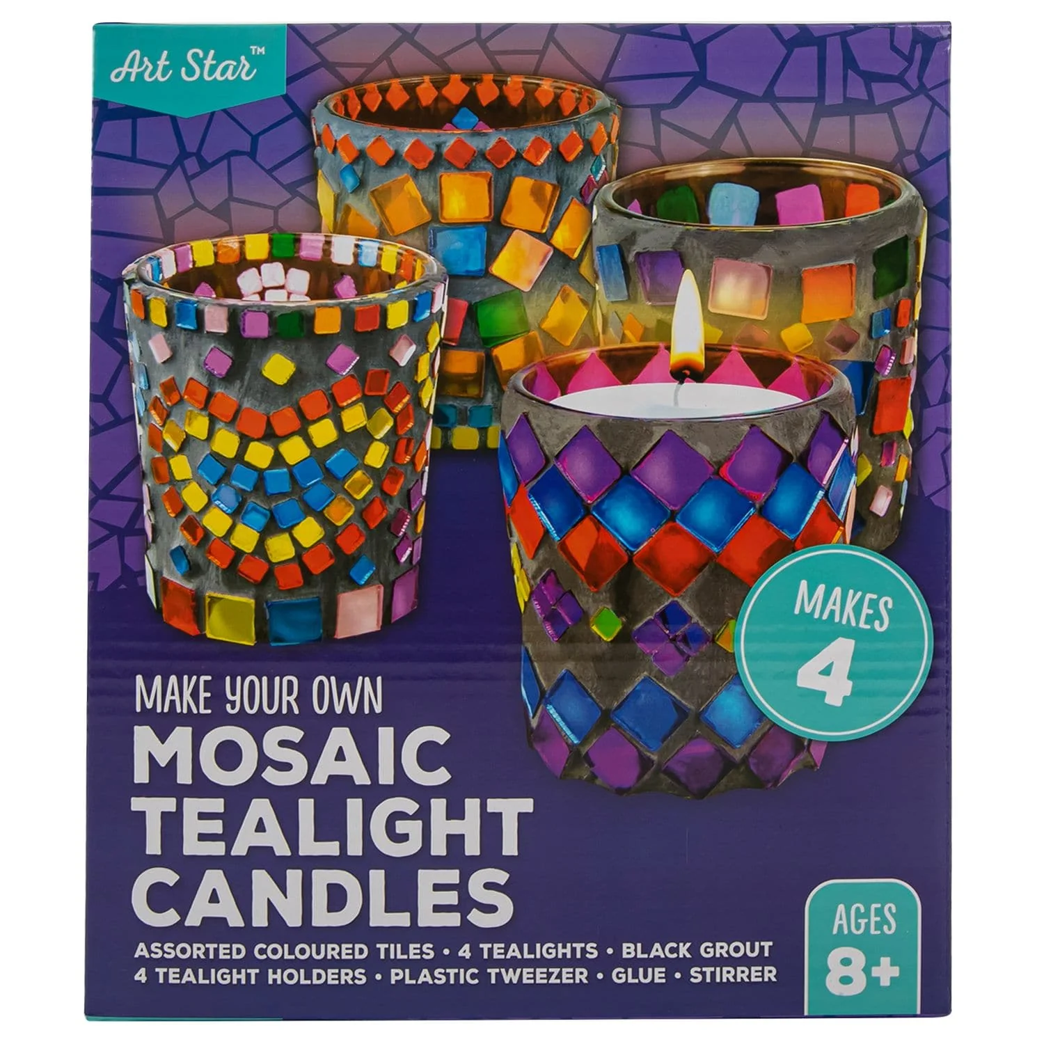 Art Star Make Your Own Mosaic Tealight Candles Makes 4 - Image 4