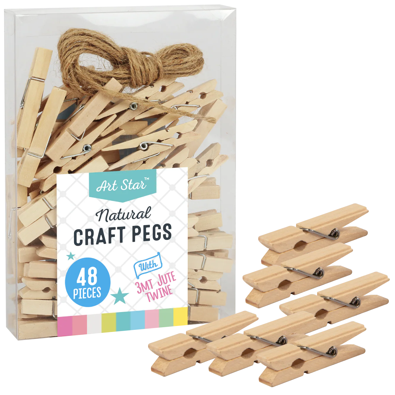 Art Star Natural Craft Pegs 4.8 x 0.7cm 48 Pieces