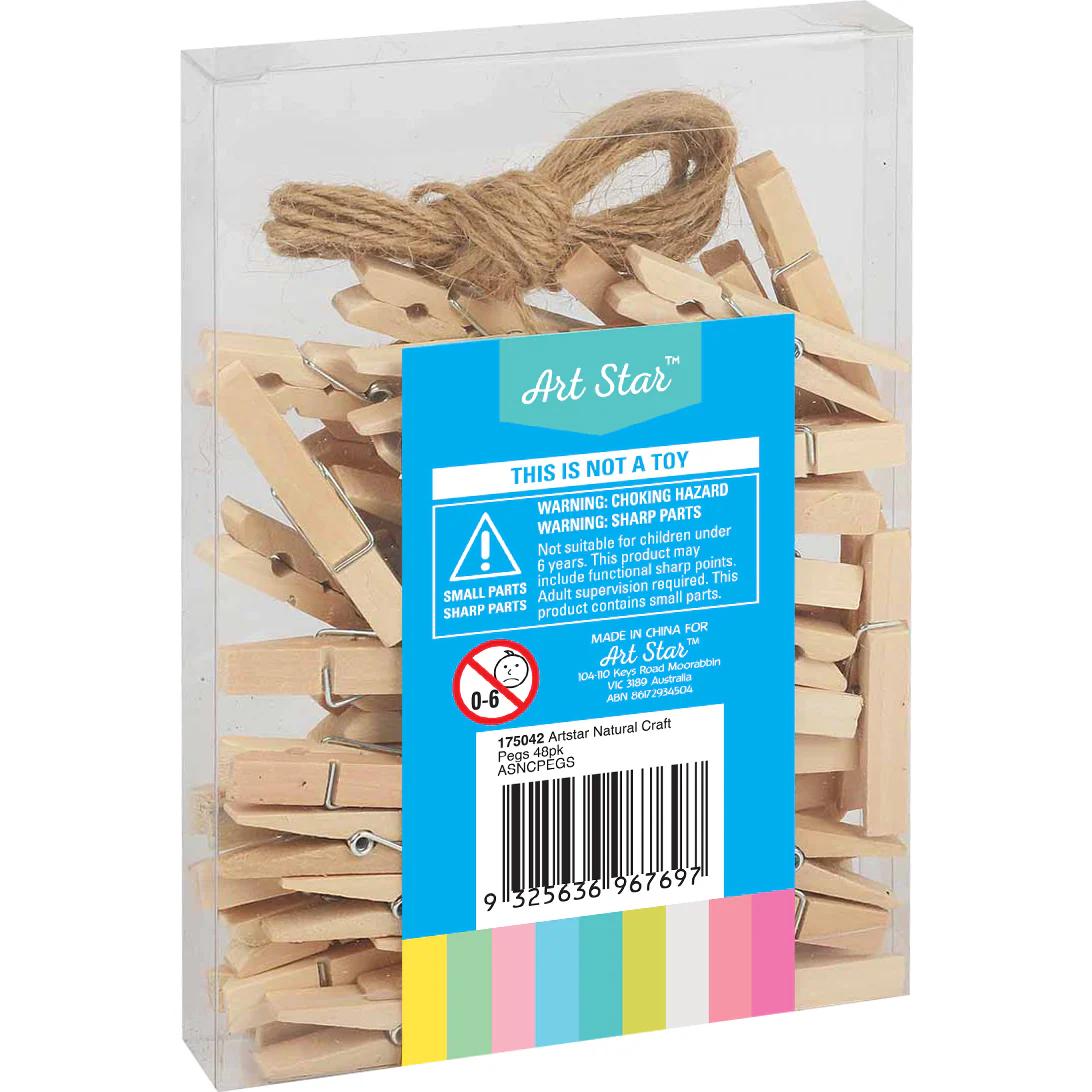 Art Star Natural Craft Pegs 4.8 x 0.7cm 48 Pieces - Image 3