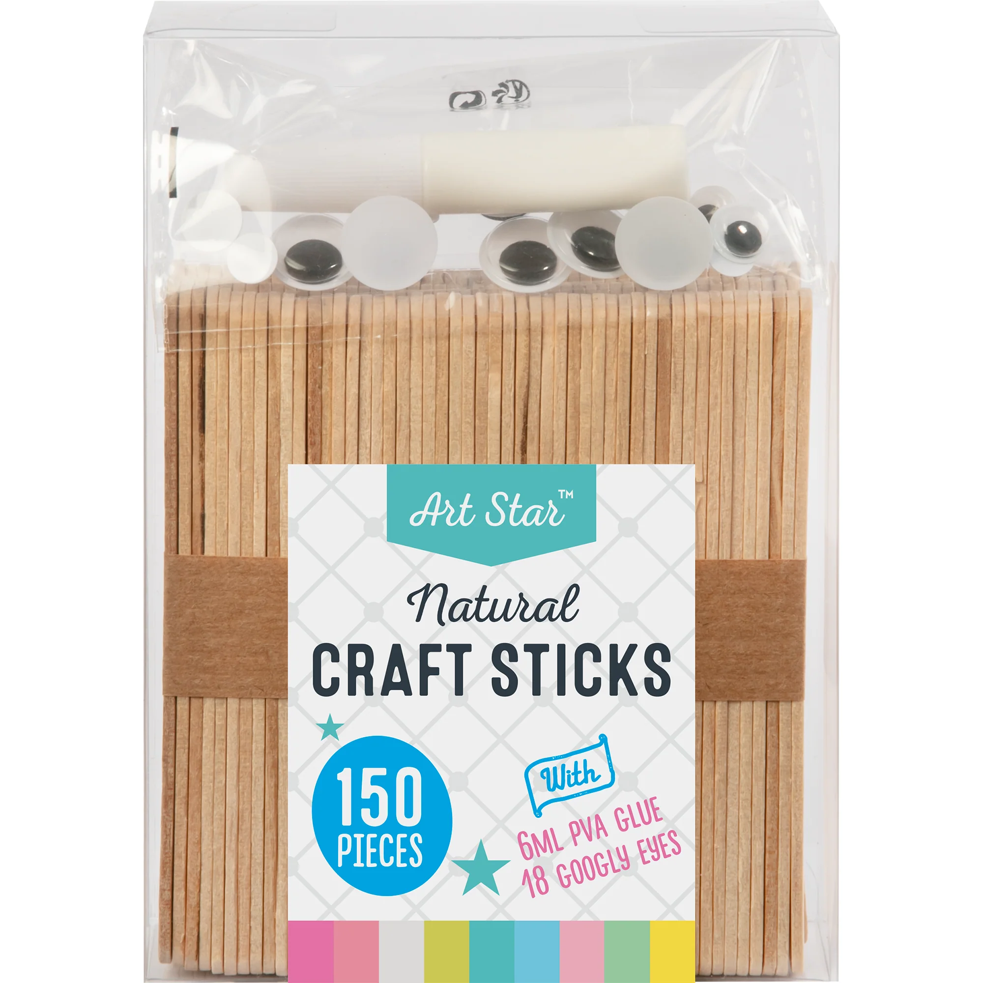 Art Star Natural Wooden Craft Sticks 150 Pieces - Image 3