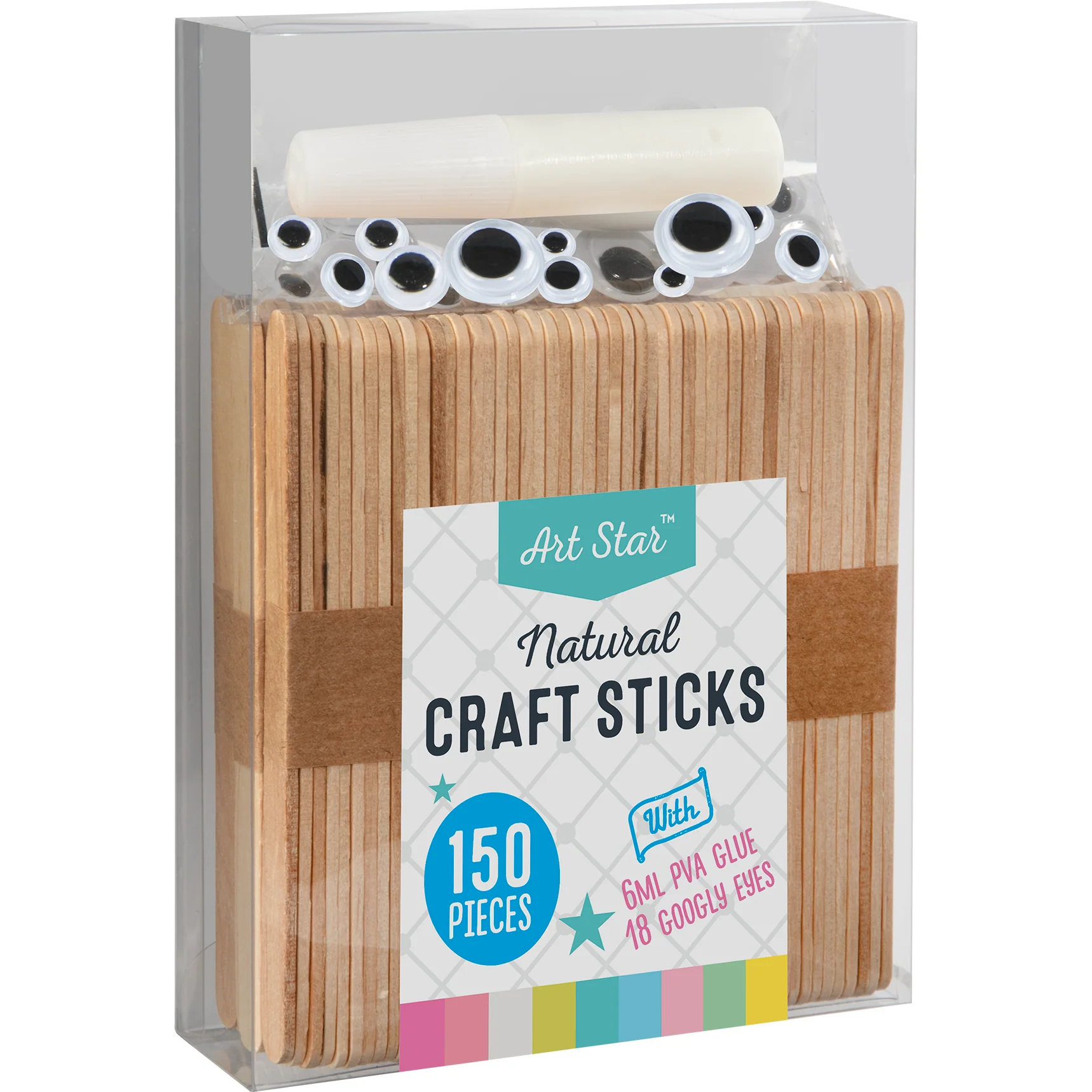 Art Star Natural Wooden Craft Sticks 150 Pieces - Image 4