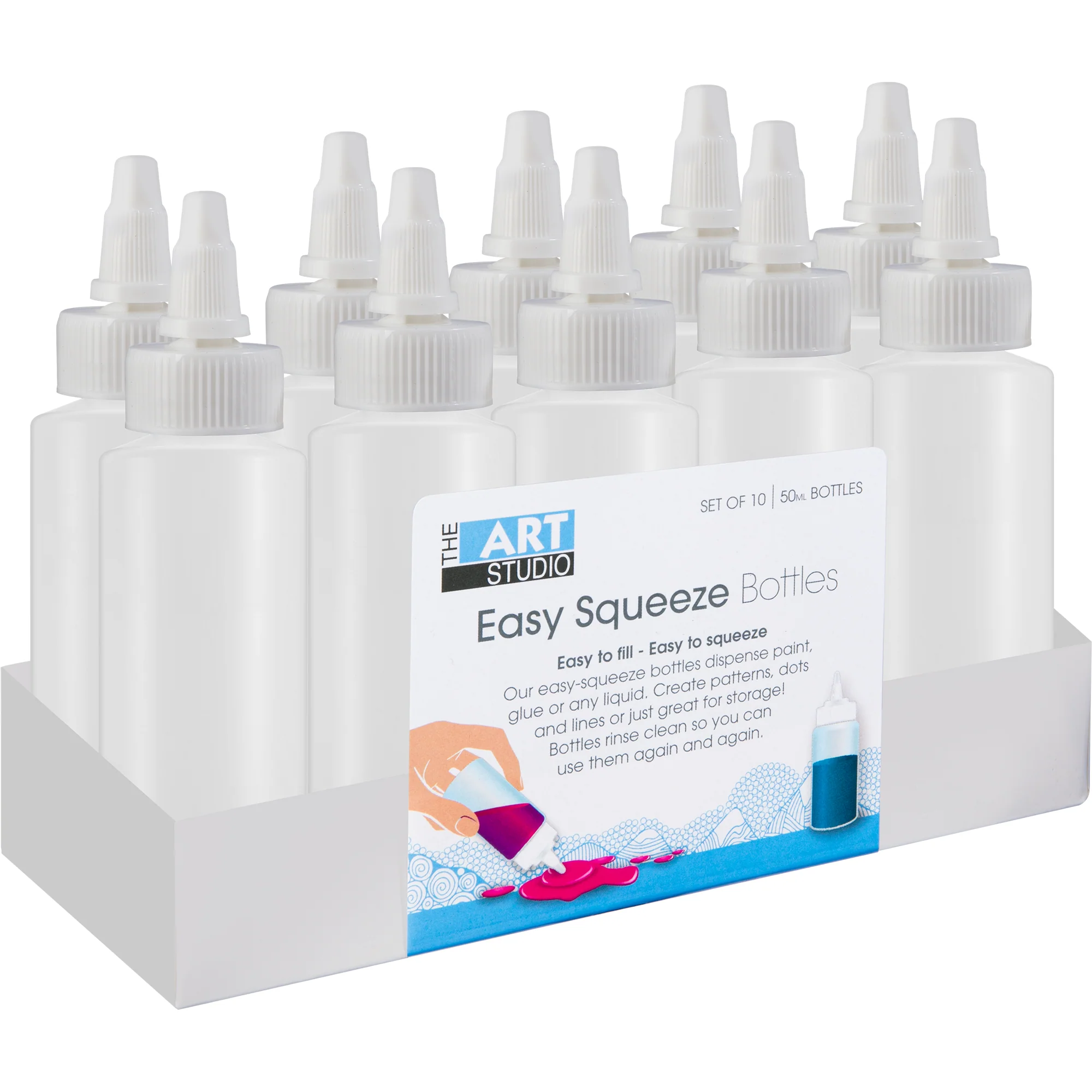 The Art Studio Easy Squeeze Bottles 10x50ml
