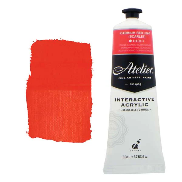 Atelier Interactive Artists Acrylic Paint, Cad Red Light (Scarlet) S4 80m