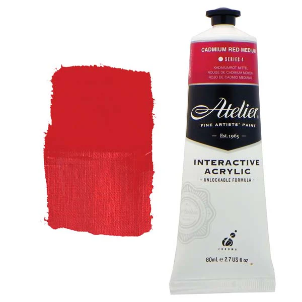 Atelier Interactive Artists Acrylic Paint, Cad Red Medium S4 80ml