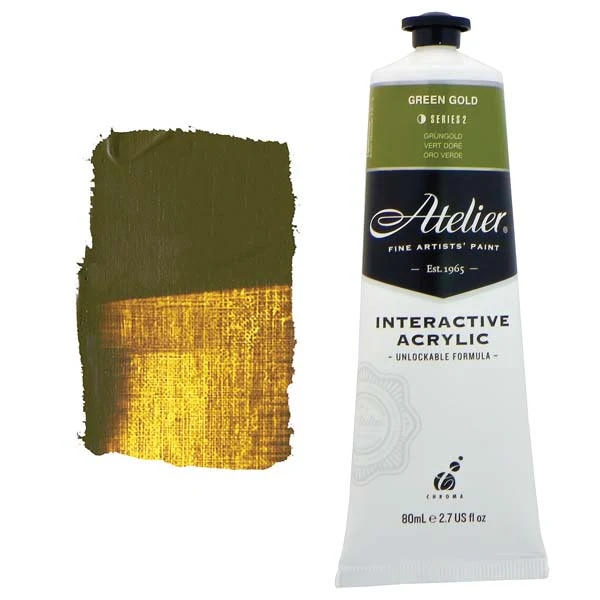Atelier Interactive Artists Acrylic Paint,  Green Gold S2 80ml