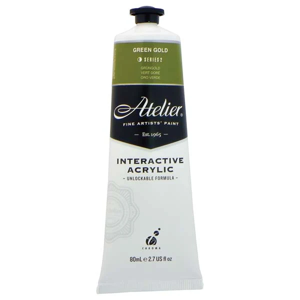 Atelier Interactive Artists Acrylic Paint,  Green Gold S2 80ml - Image 2