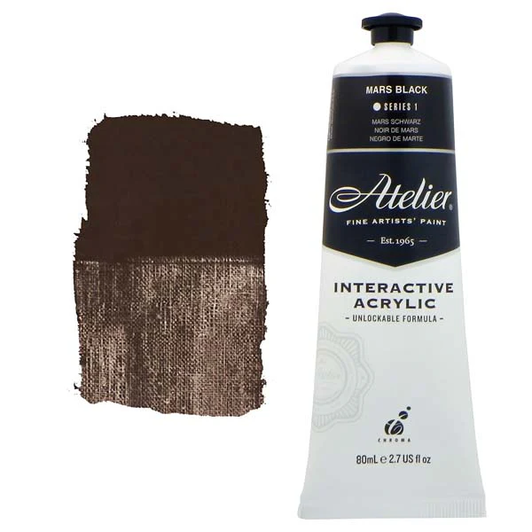 Atelier Interactive Artists Acrylic Paint, Mars Black S1 80ml