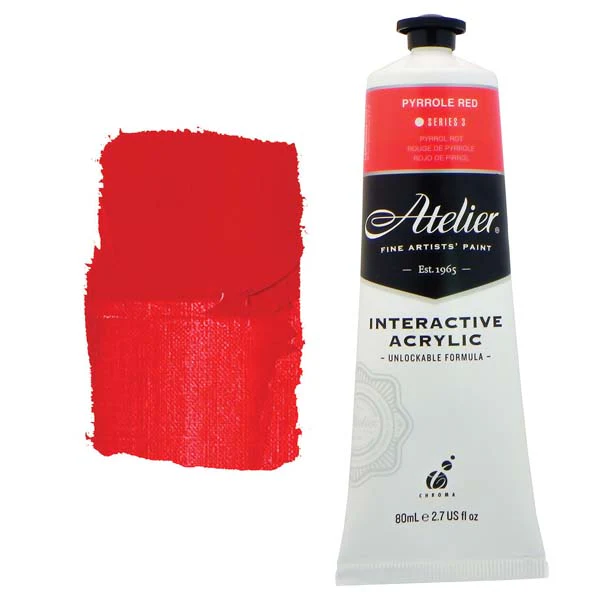 Atelier Interactive Artists Acrylic Paint, Pyrrole Red S3 80ml