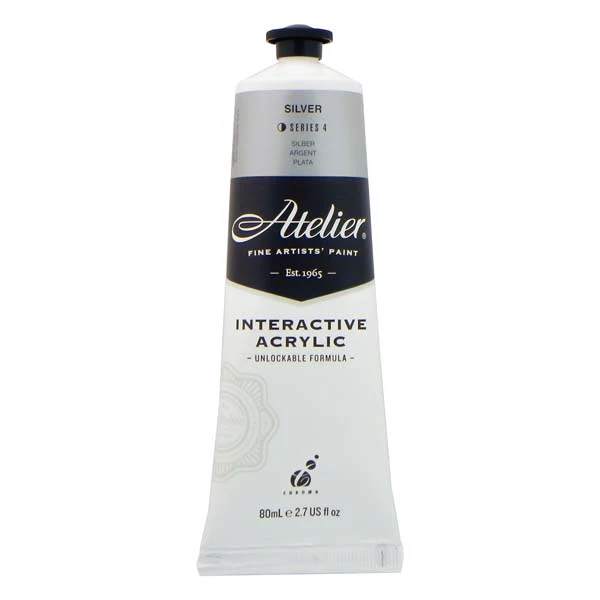 Atelier Interactive Artists Acrylic Paint, Silver S4 80ml - Image 2