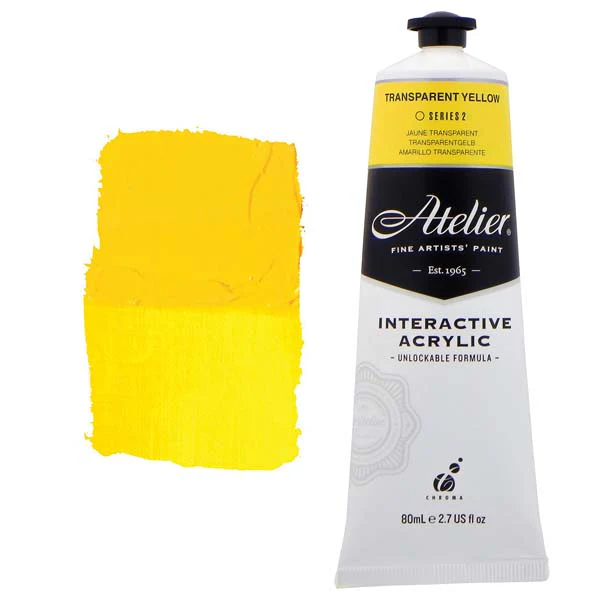 Atelier Interactive Artists Acrylic Paint, Trans Yellow S2 80ml