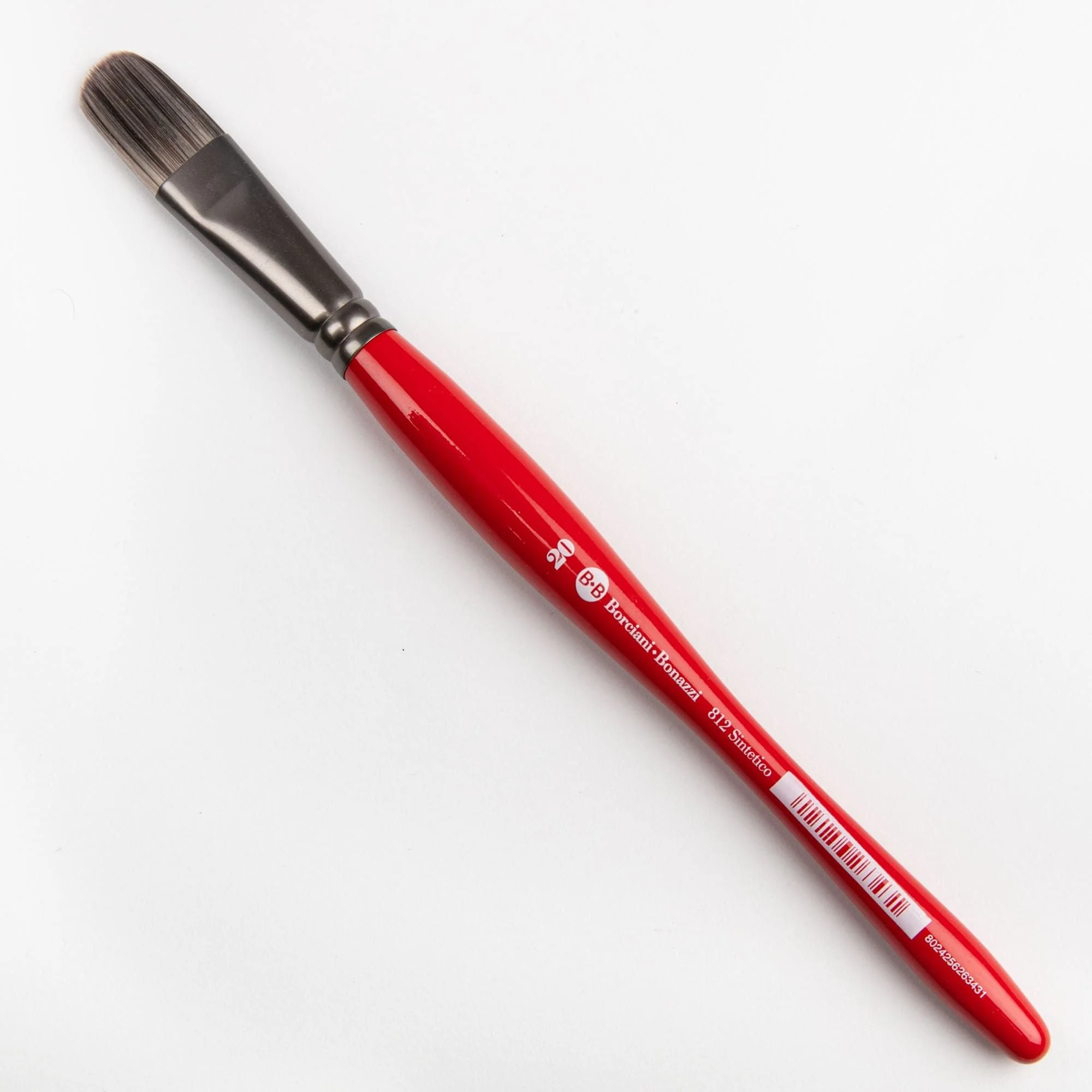 Borciani Bonazzi Professional Artist Brush UNICO Series 812 SIZE 20 Silver Synthetic Short Handle Cat's Tongue Made in Italy - Image 2