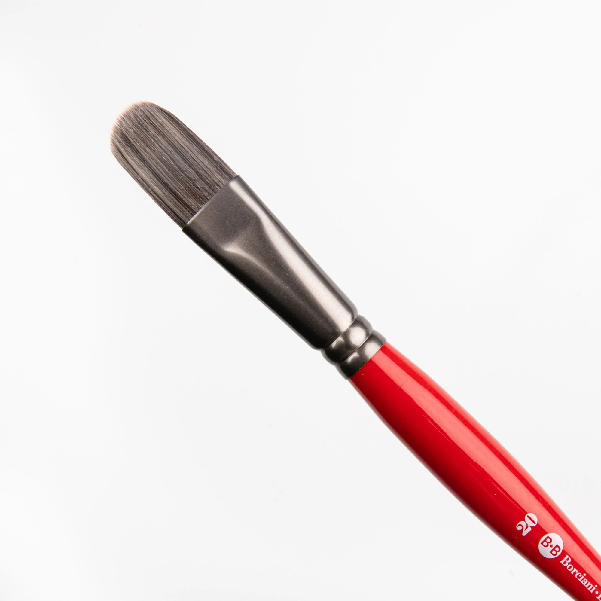 Borciani Bonazzi Professional Artist Brush UNICO Series 812 SIZE 20 Silver Synthetic Short Handle Cat's Tongue Made in Italy - Image 3