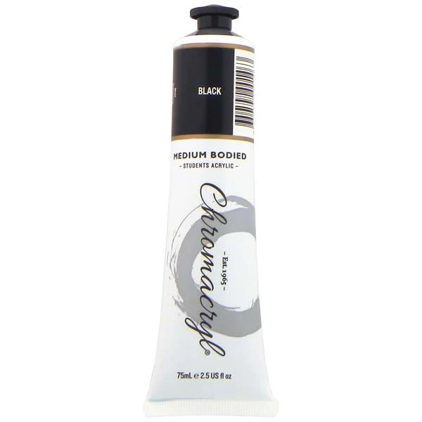 Chromacryl Students Acrylic Paint, 75ml Black - Image 2