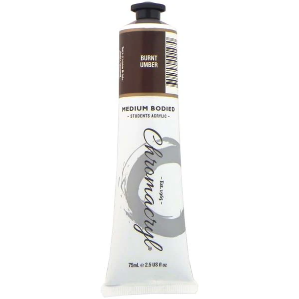 Chromacryl Students Acrylic Paint, 75ml Burnt Umber - Image 2