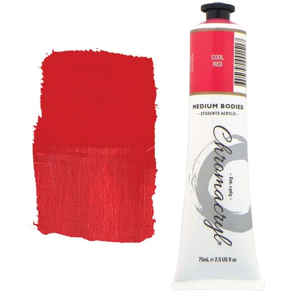 Chromacryl Students Acrylic Paint, 75ml Cool Red