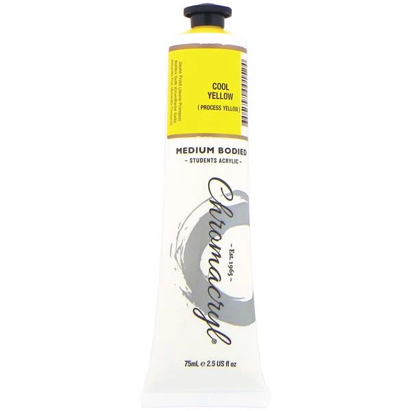 Chromacryl Students Acrylic Paint, 75ml Cool Yellow - Image 2