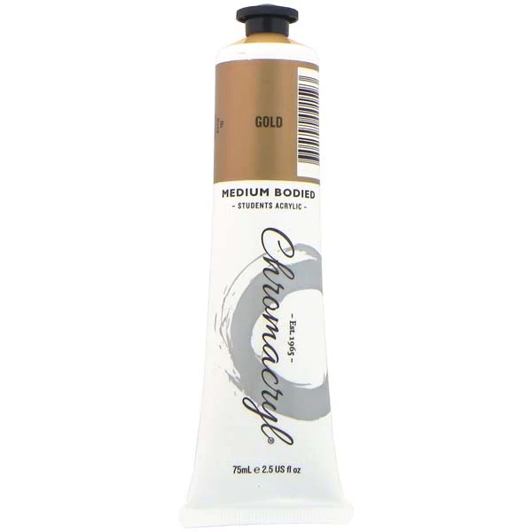 Chromacryl Students Acrylic Paint, 75ml Gold - Image 2