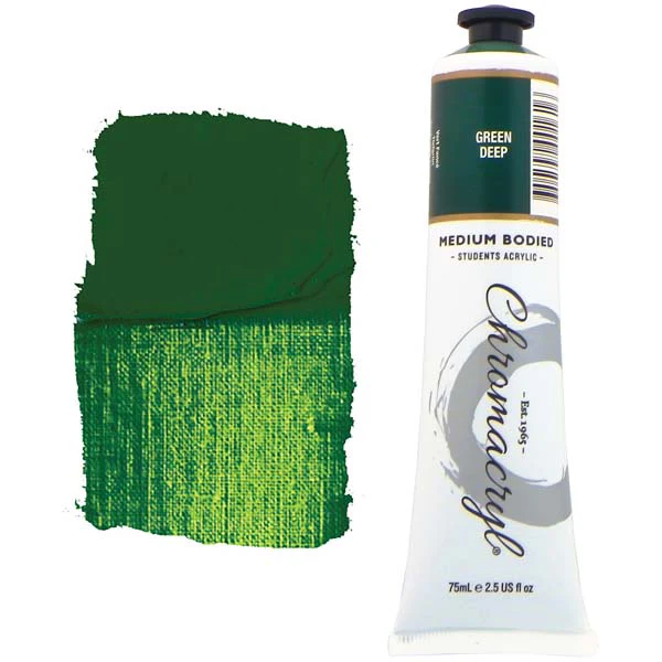 Chromacryl Students Acrylic Paint, 75ml Green Deep
